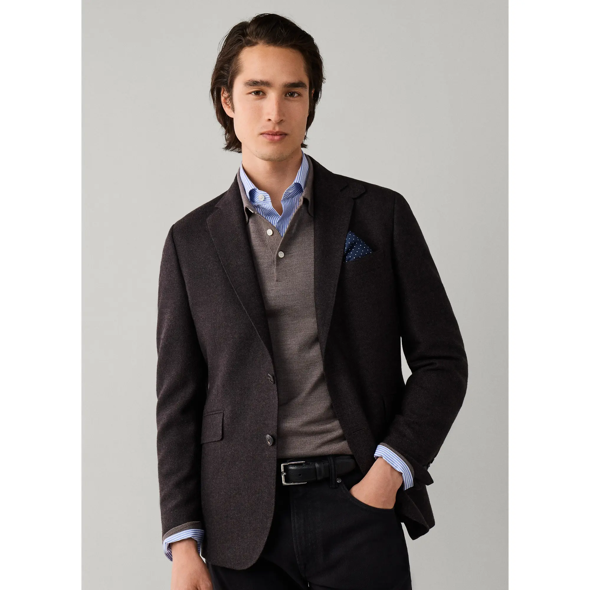 Product image 5 of 11 of Hackett Men's Wool Blend Herringbone Blazer - Ebony Brown