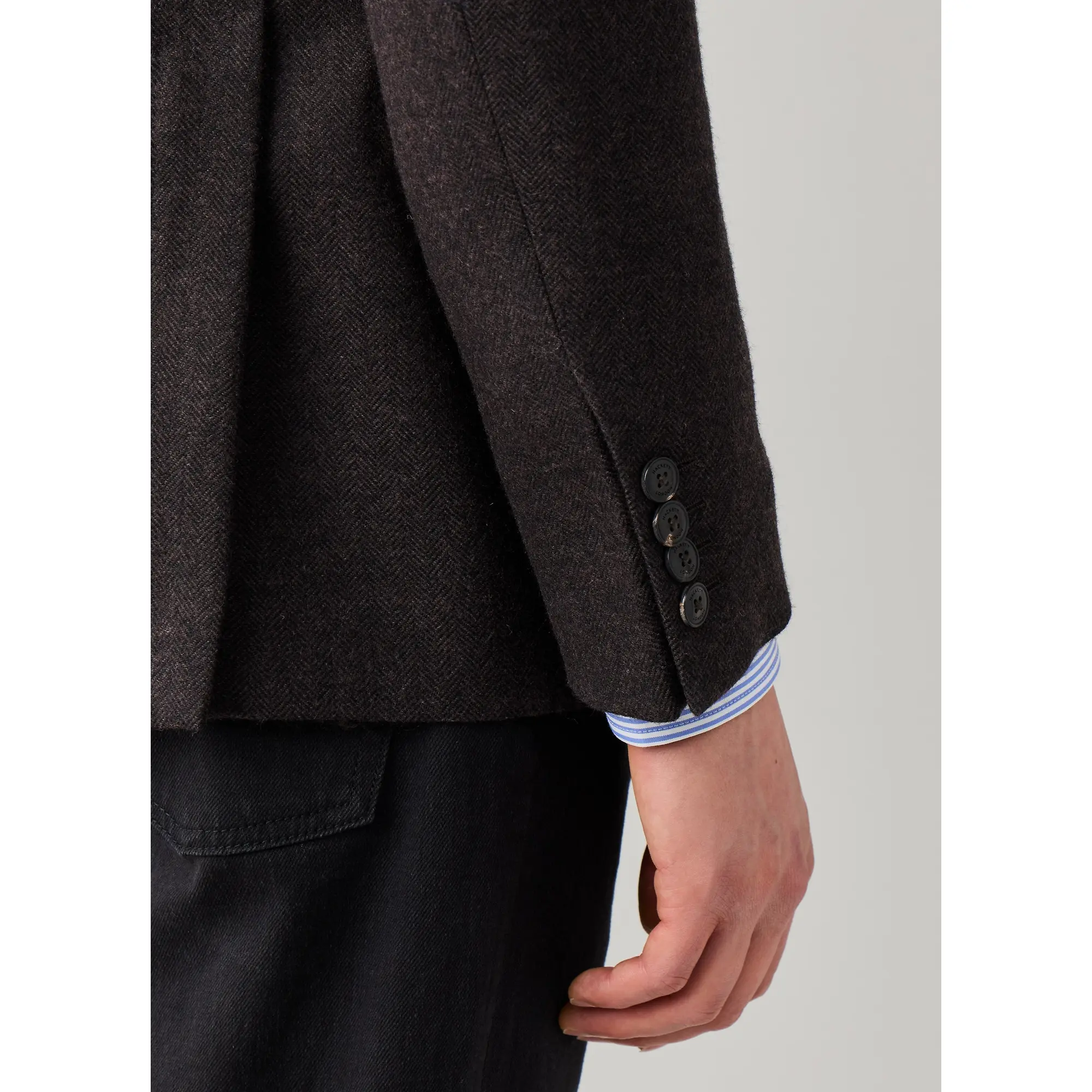 Product image 8 of 11 of Hackett Men's Wool Blend Herringbone Blazer - Ebony Brown