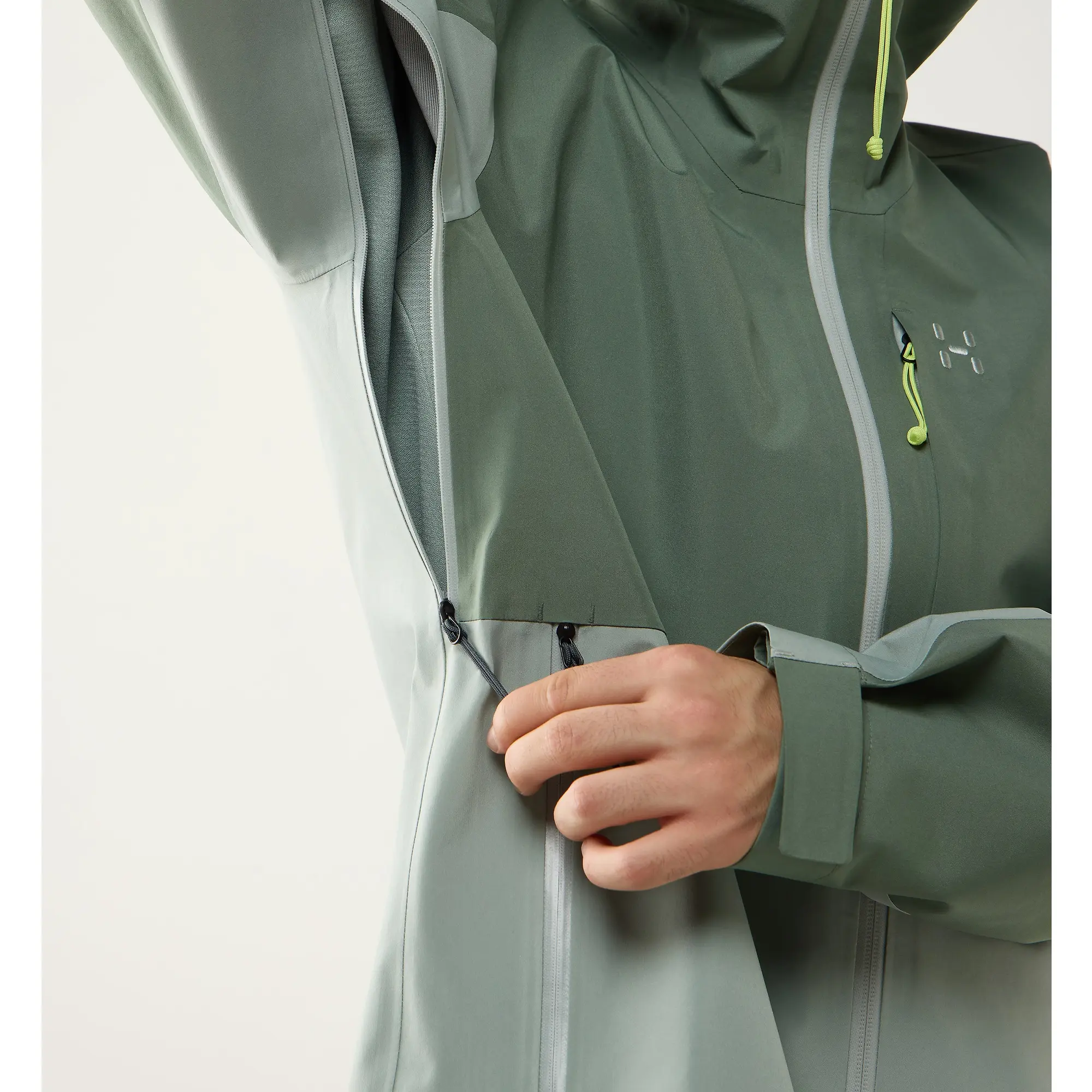 Product image 9 of 10 of Haglöfs Men's Front Proof II Waterproof Jacket - Chlorophyll Green/Dew Green