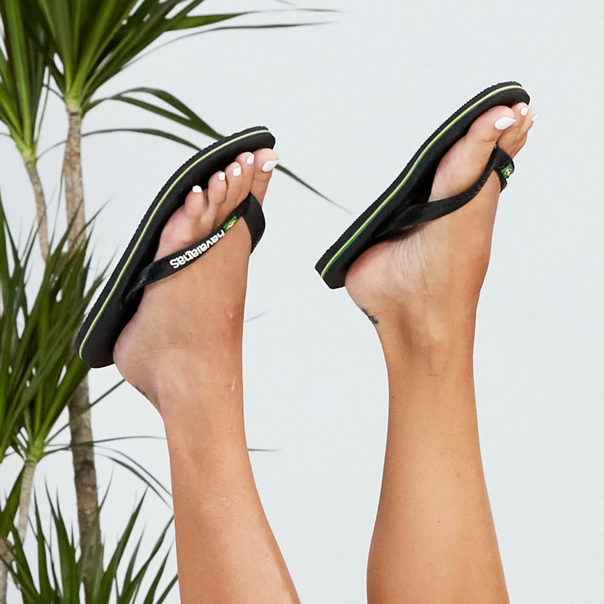 Product image 6 of 8 of Havaianas Unisex Brasil Logo Flip Flops - Black/Black