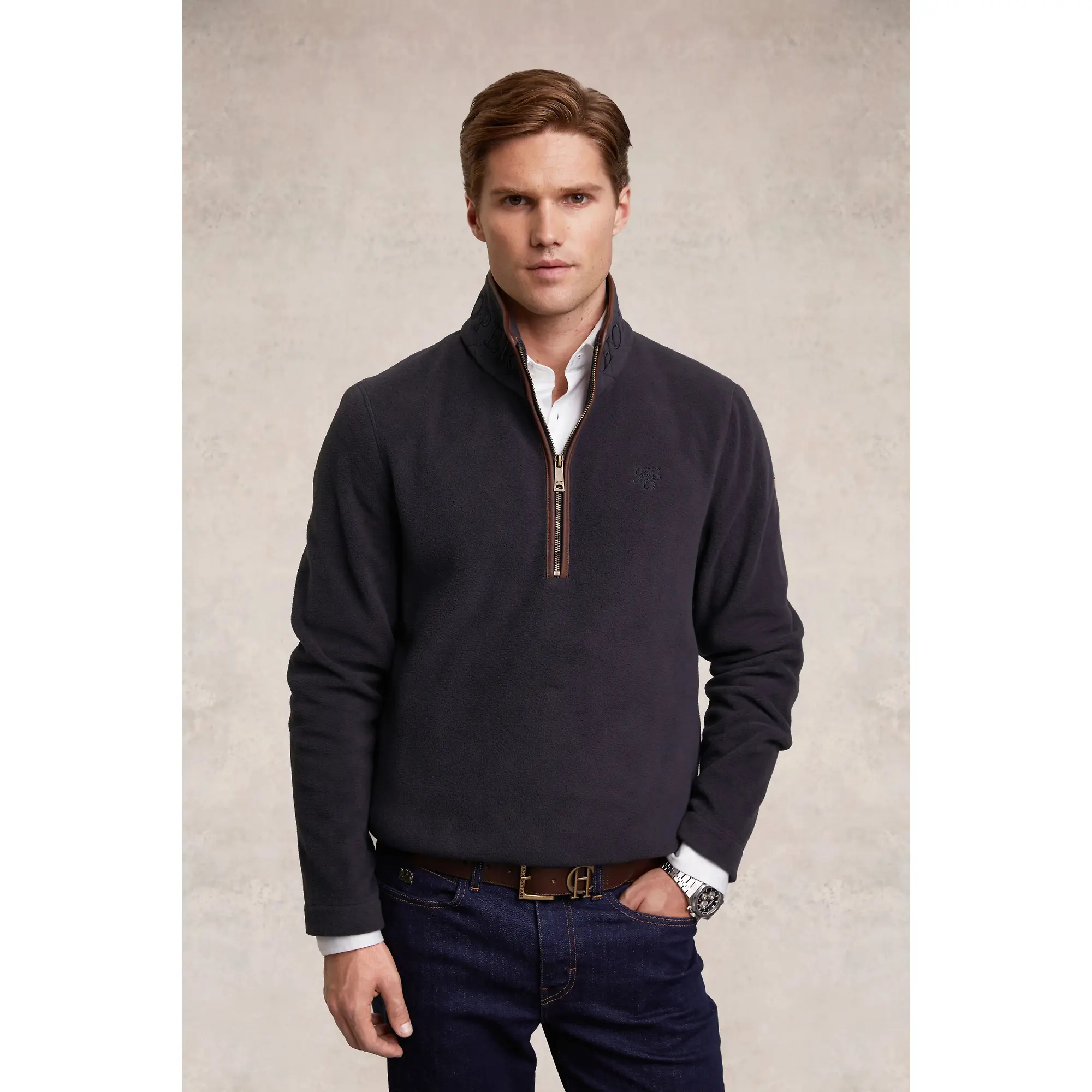 Product image 2 of 8 of Holland Cooper Men's Country Fleece Quarter Zip - Ink Navy