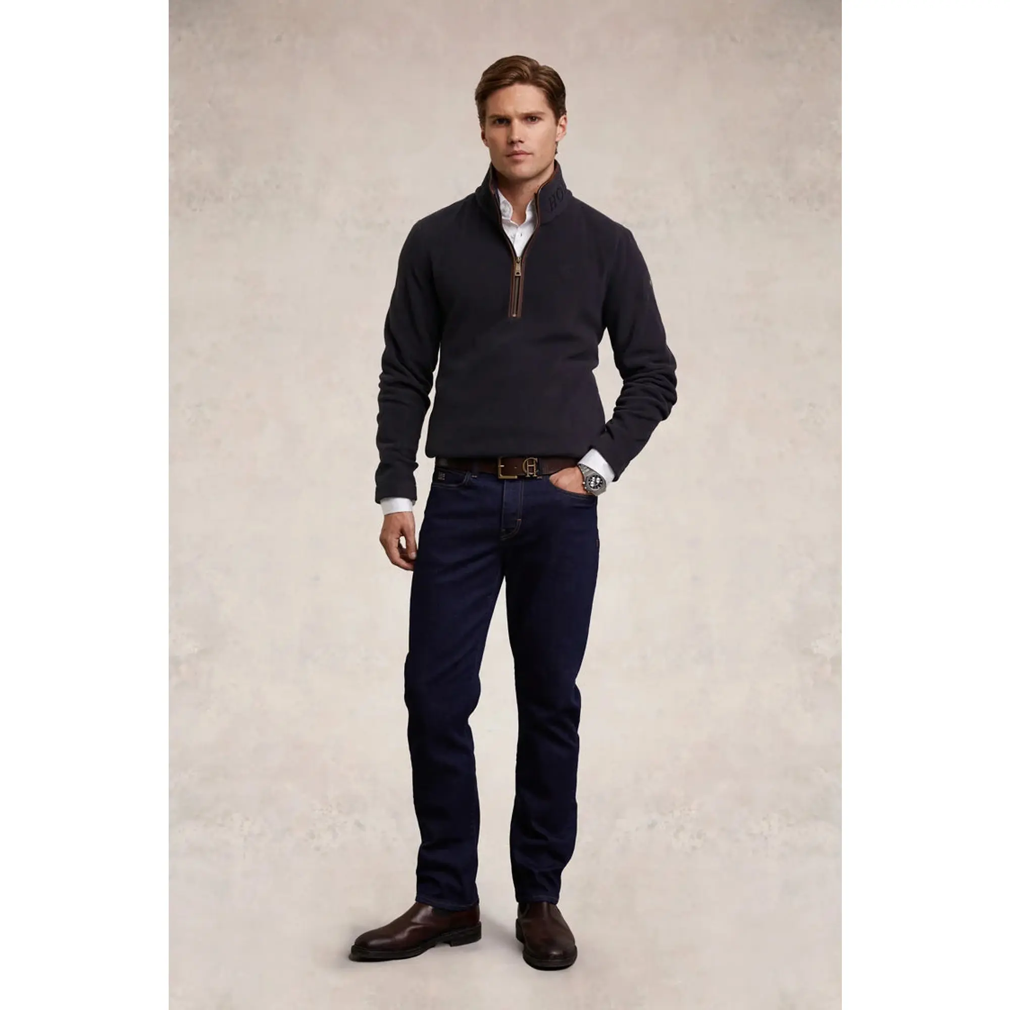 Product image 4 of 8 of Holland Cooper Men's Country Fleece Quarter Zip - Ink Navy