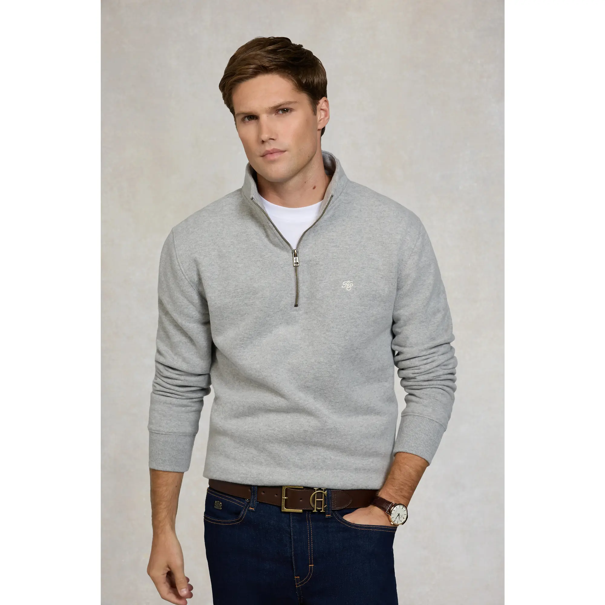 Product image 2 of 9 of Holland Cooper Men's Quarter Zip Sweat  - Grey Marl