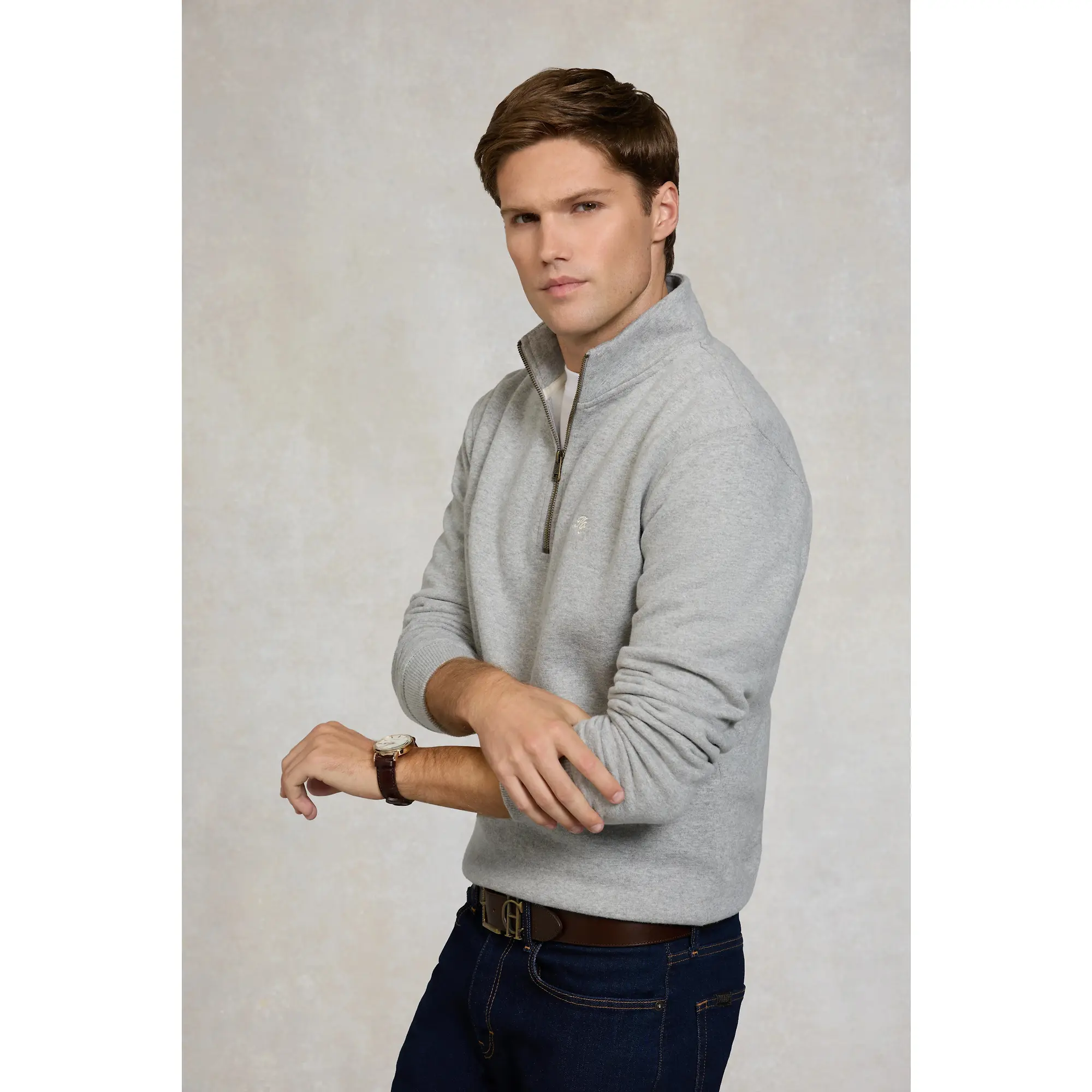 Product image 3 of 9 of Holland Cooper Men's Quarter Zip Sweat  - Grey Marl