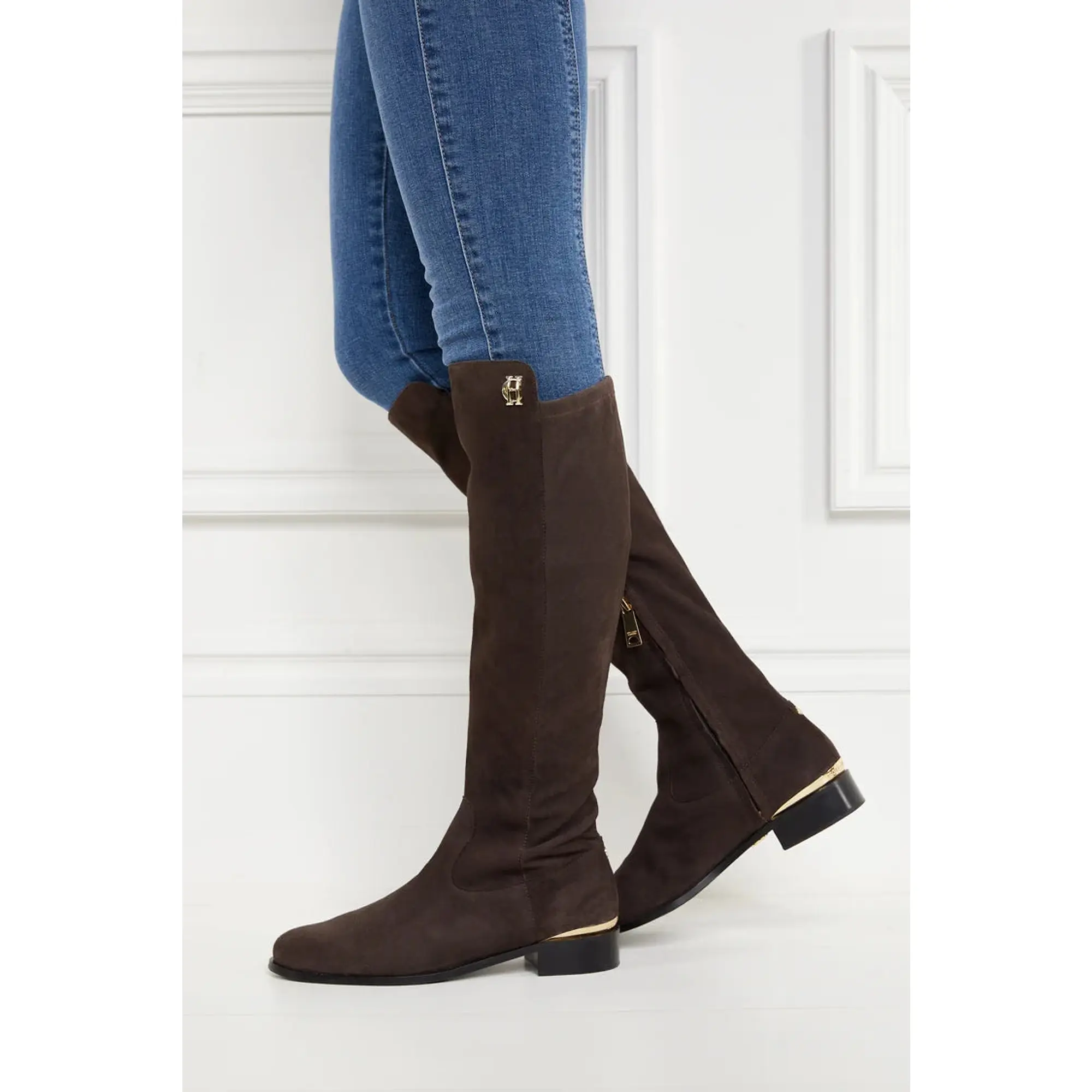 Product image 4 of 13 of Holland Cooper Women's Albany Knee Boots - Chocolate Suede