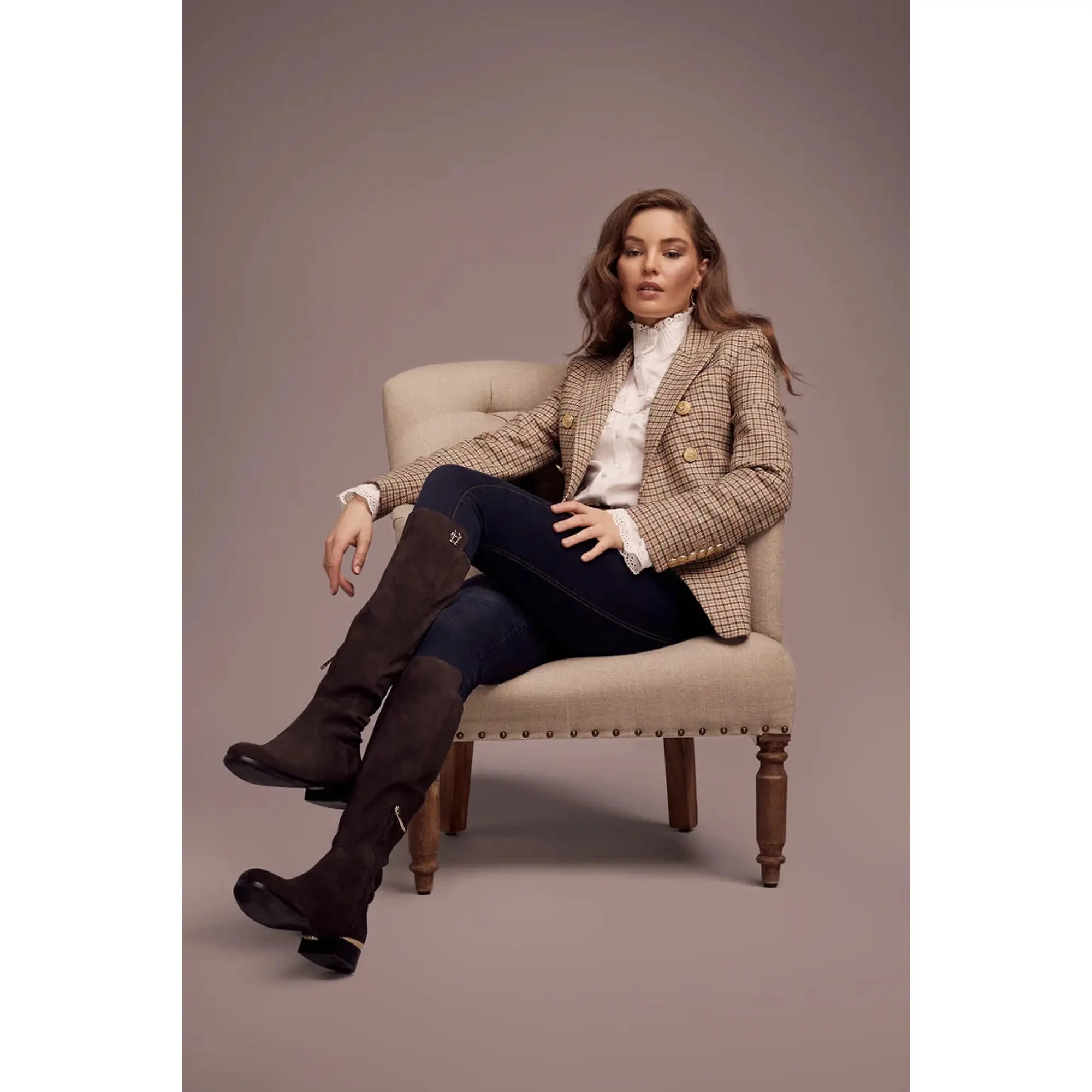 Product image 5 of 13 of Holland Cooper Women's Albany Knee Boots - Chocolate Suede