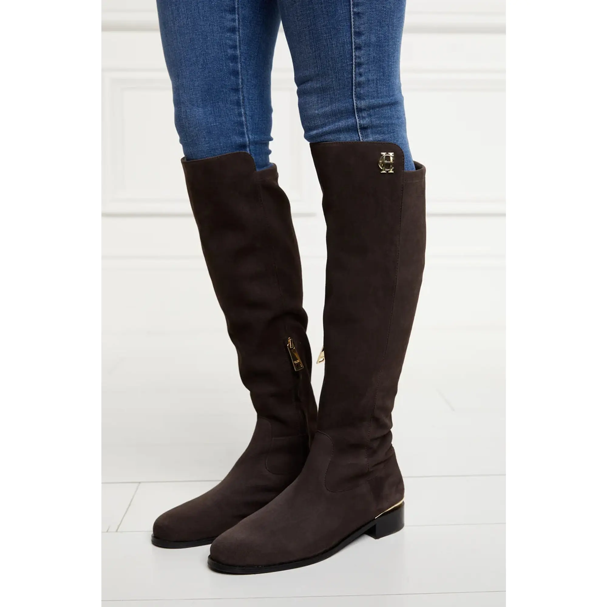 Product image 7 of 13 of Holland Cooper Women's Albany Knee Boots - Chocolate Suede