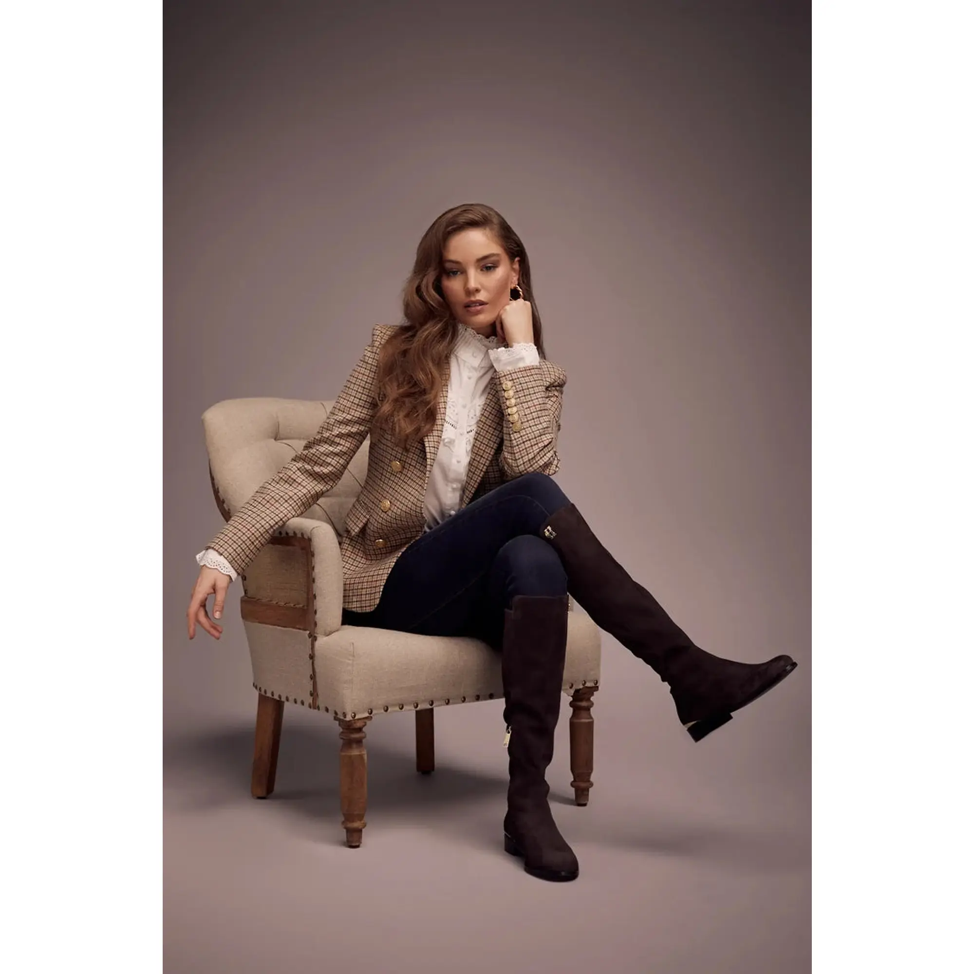 Product image 8 of 13 of Holland Cooper Women's Albany Knee Boots - Chocolate Suede
