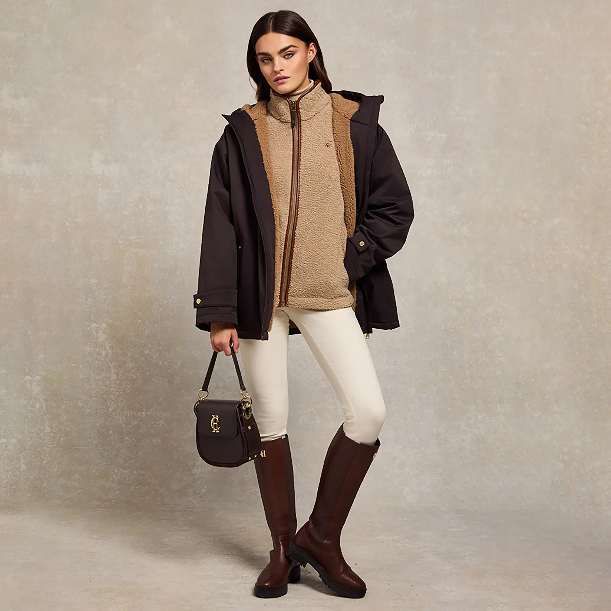 Product image 2 of 12 of Holland Cooper Women's Country Fleece Jacket - Natural Borg