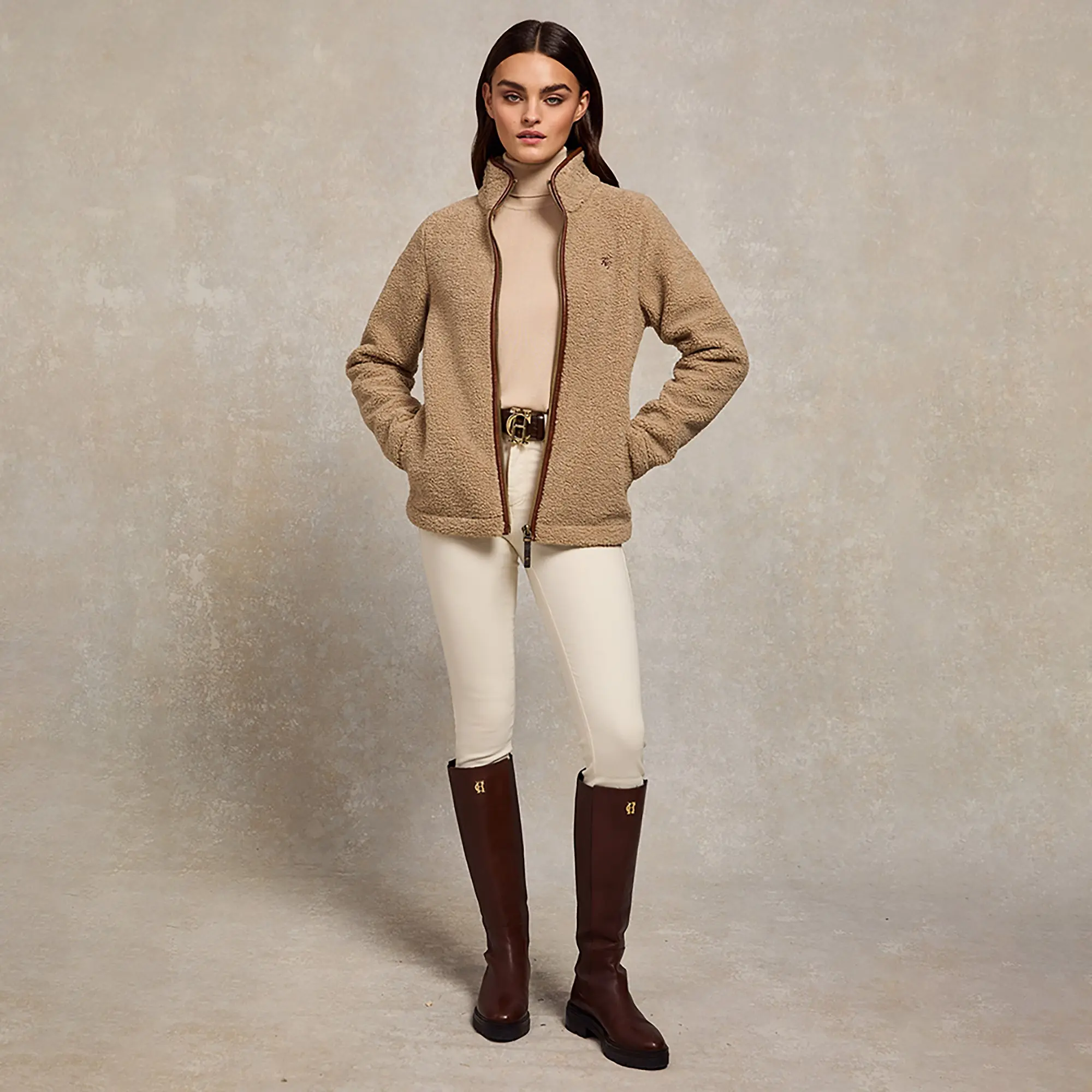 Product image 9 of 12 of Holland Cooper Women's Country Fleece Jacket - Natural Borg