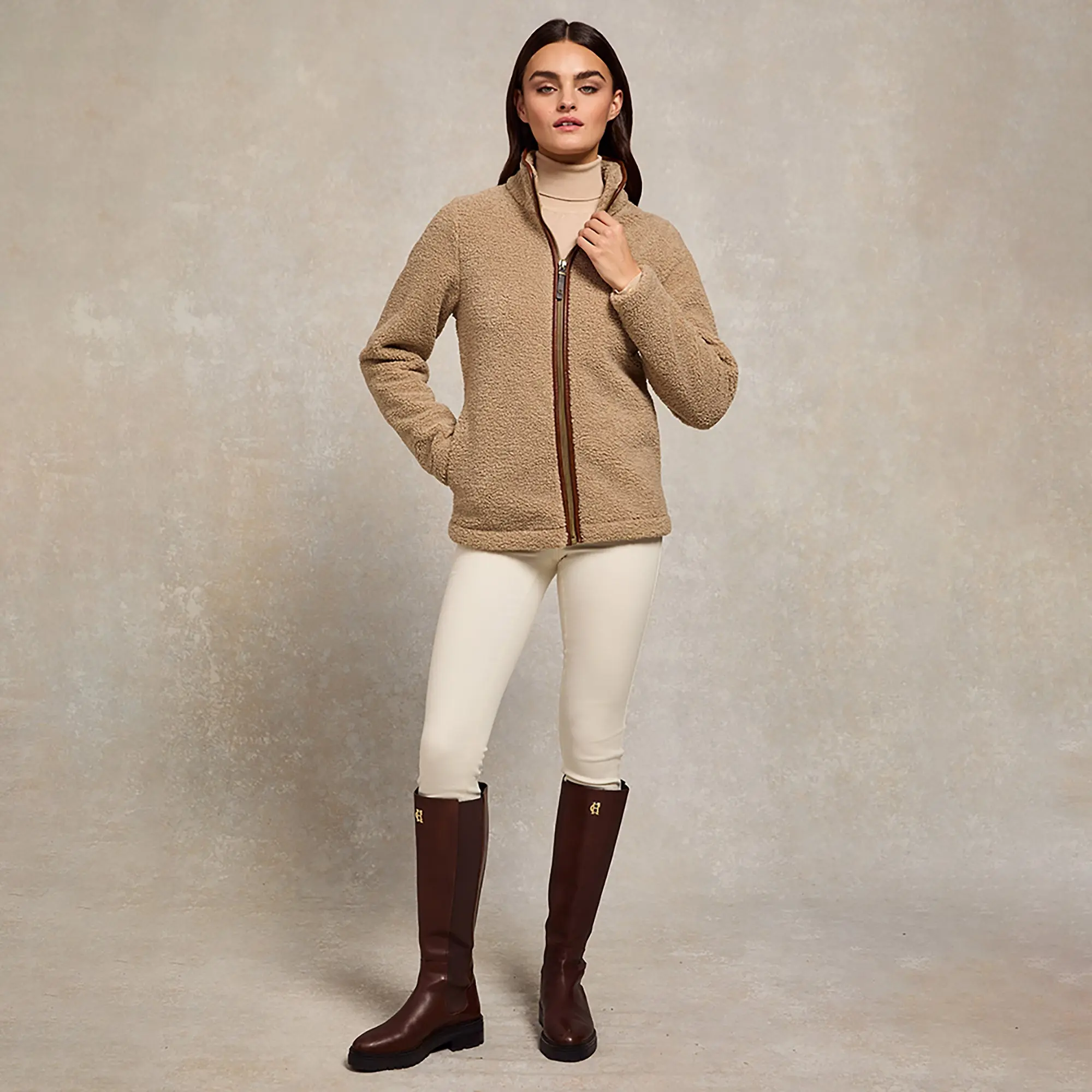 Product image 10 of 12 of Holland Cooper Women's Country Fleece Jacket - Natural Borg