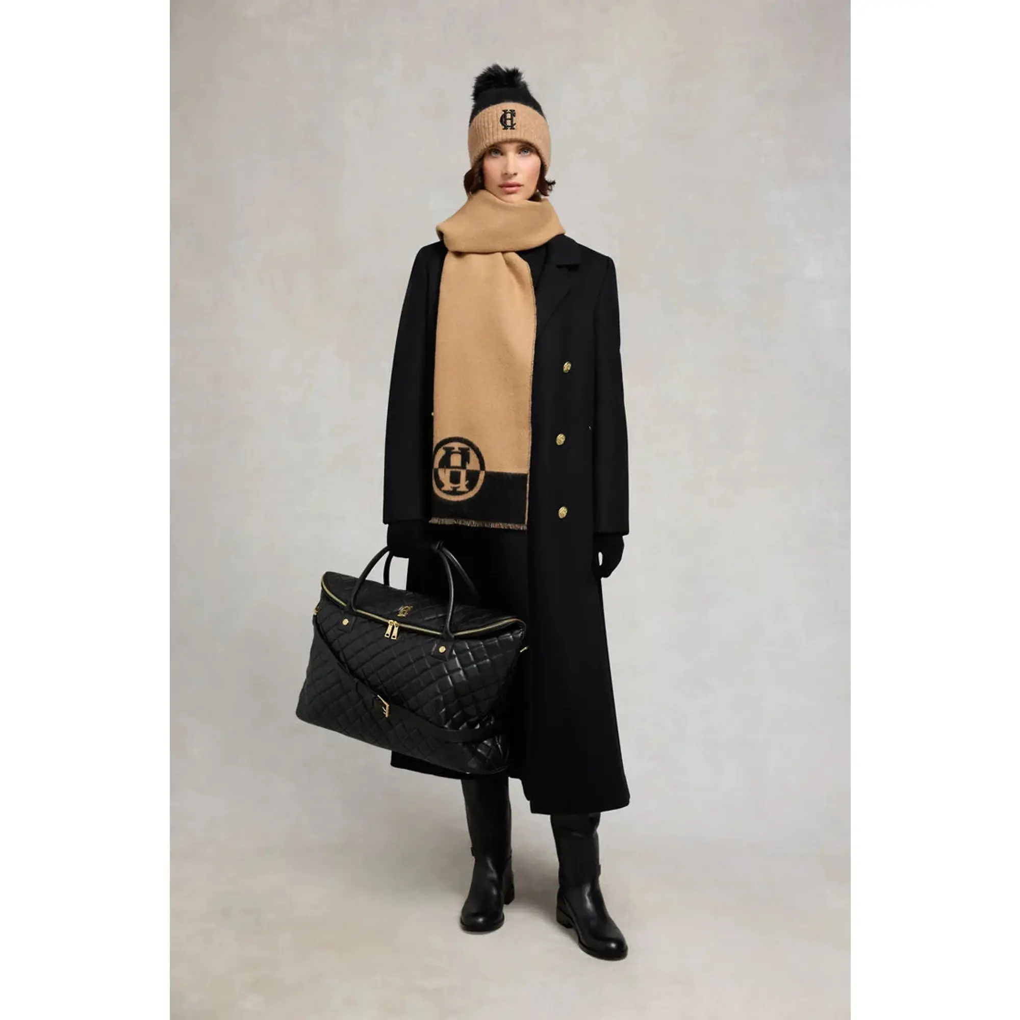 Product image 2 of 4 of Holland Cooper Women's Jacquard Scarf - Camel Black