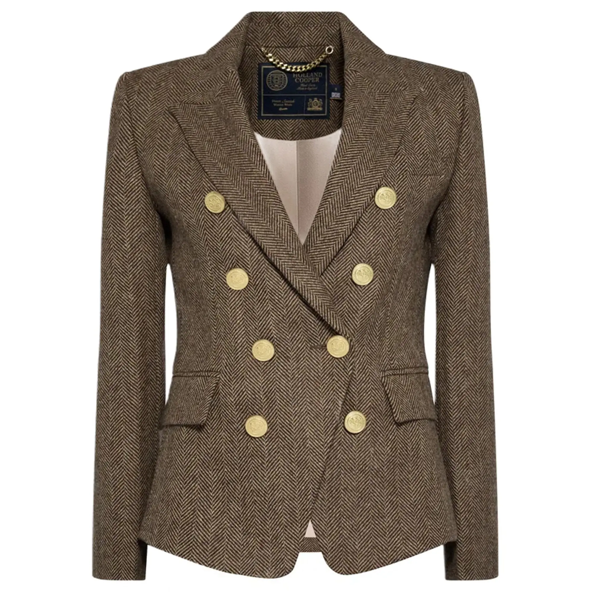 Product image 1 of 9 of Holland Cooper Women's Knightsbridge Blazer - Large Scale Brown Herringbone