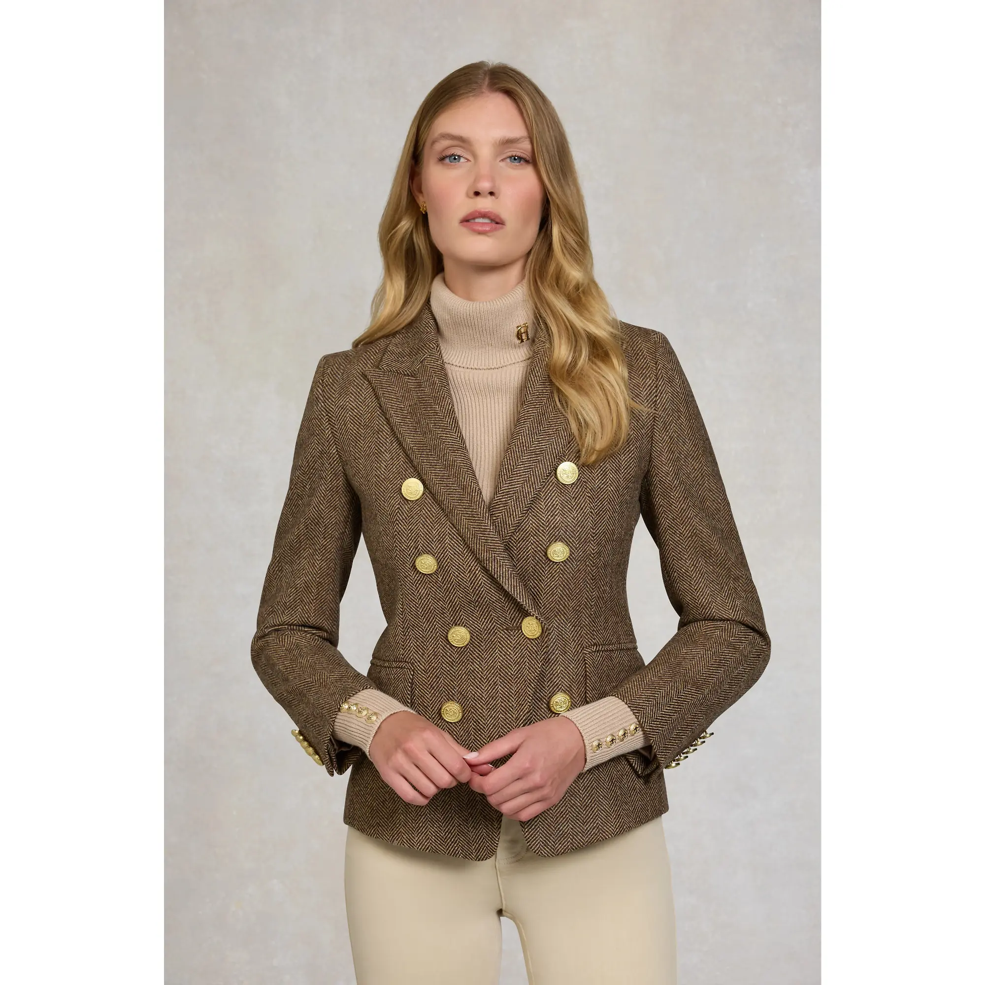 Product image 2 of 9 of Holland Cooper Women's Knightsbridge Blazer - Large Scale Brown Herringbone