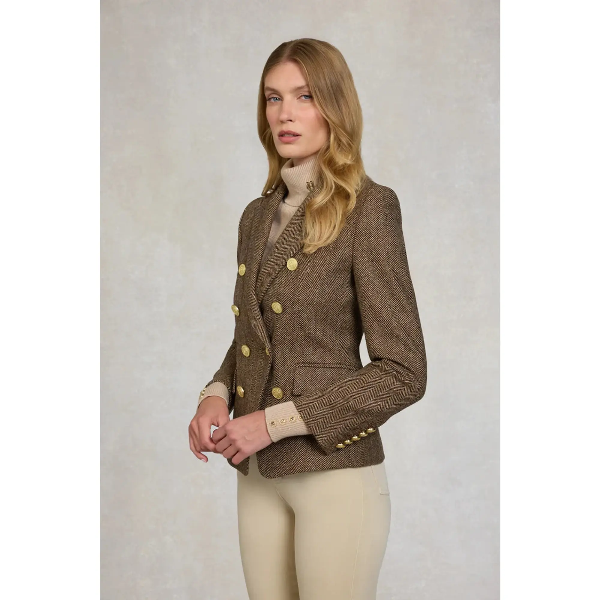 Product image 4 of 9 of Holland Cooper Women's Knightsbridge Blazer - Large Scale Brown Herringbone
