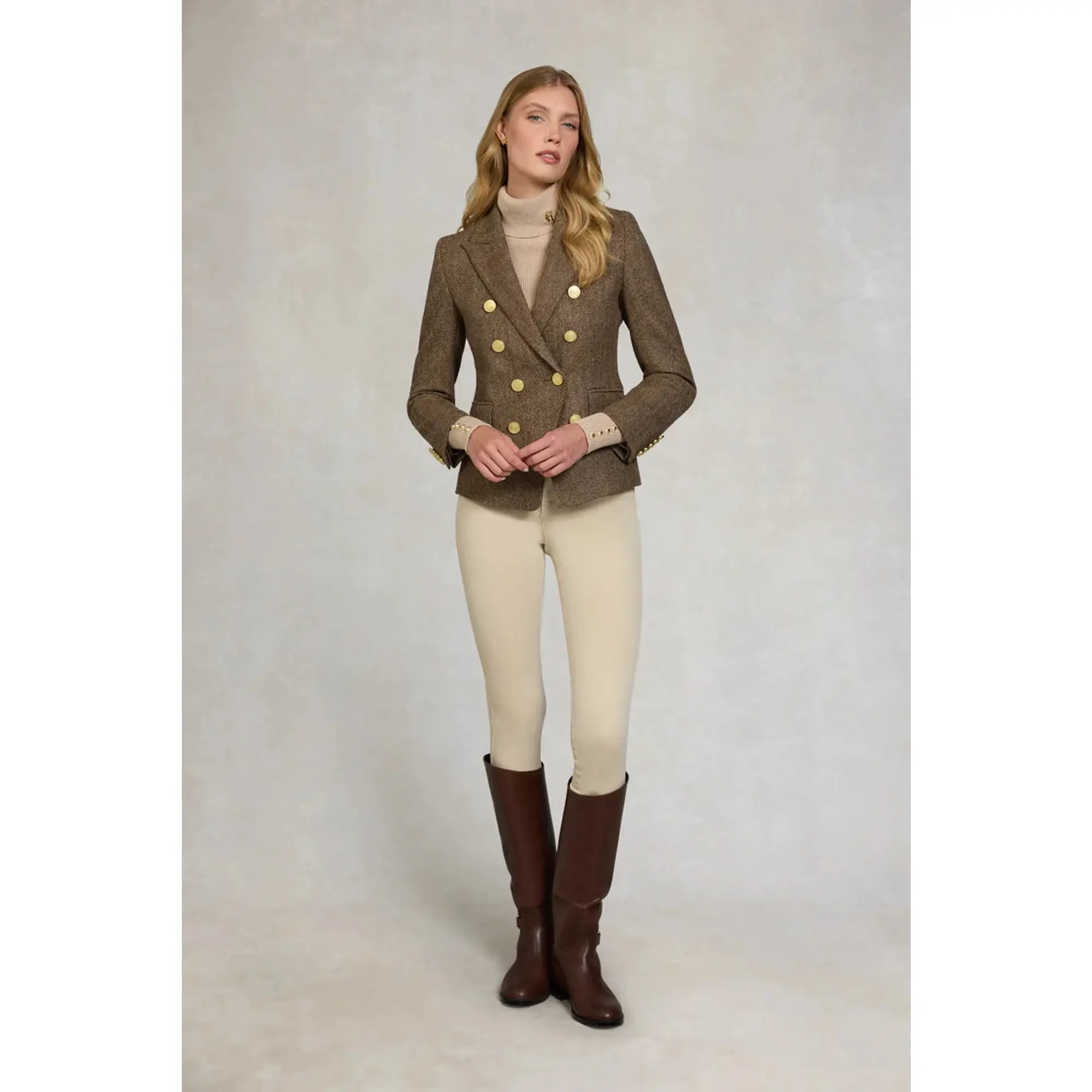 Product image 6 of 9 of Holland Cooper Women's Knightsbridge Blazer - Large Scale Brown Herringbone