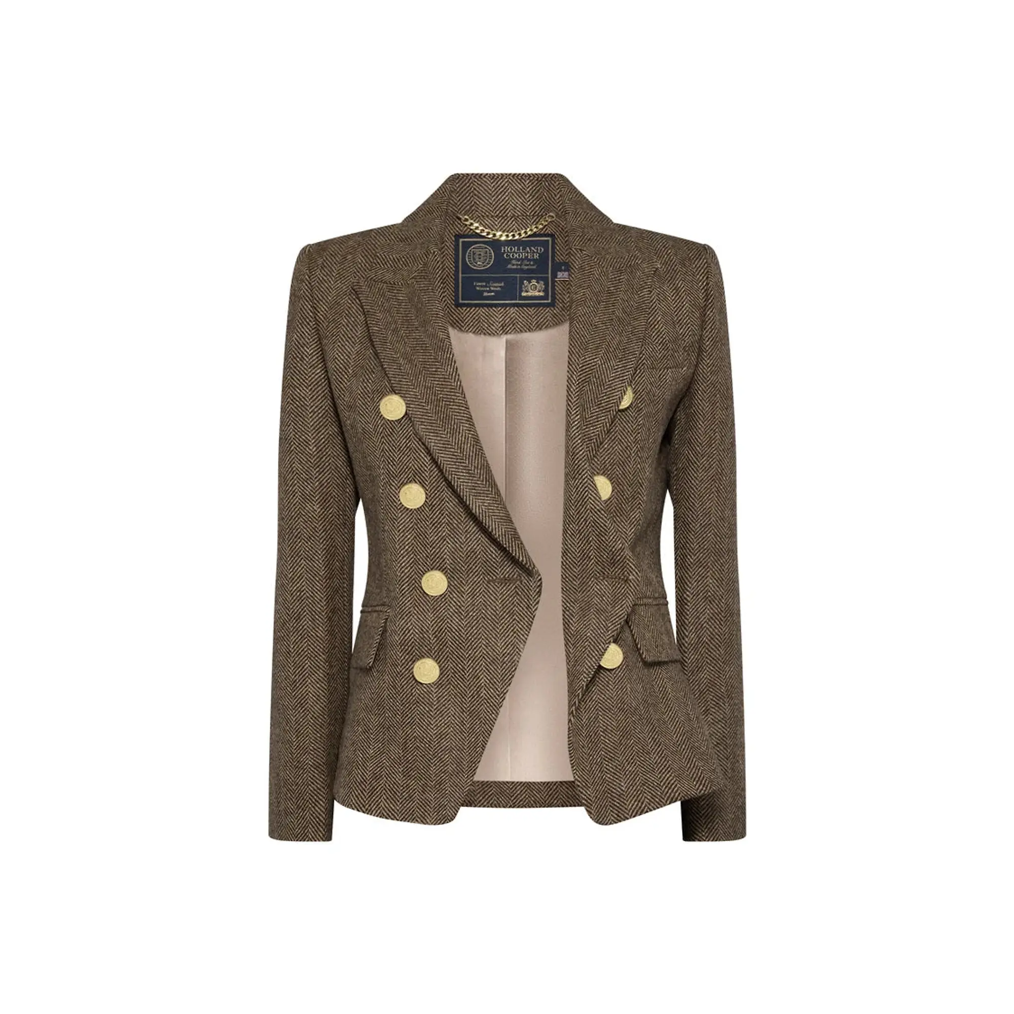 Product image 7 of 9 of Holland Cooper Women's Knightsbridge Blazer - Large Scale Brown Herringbone