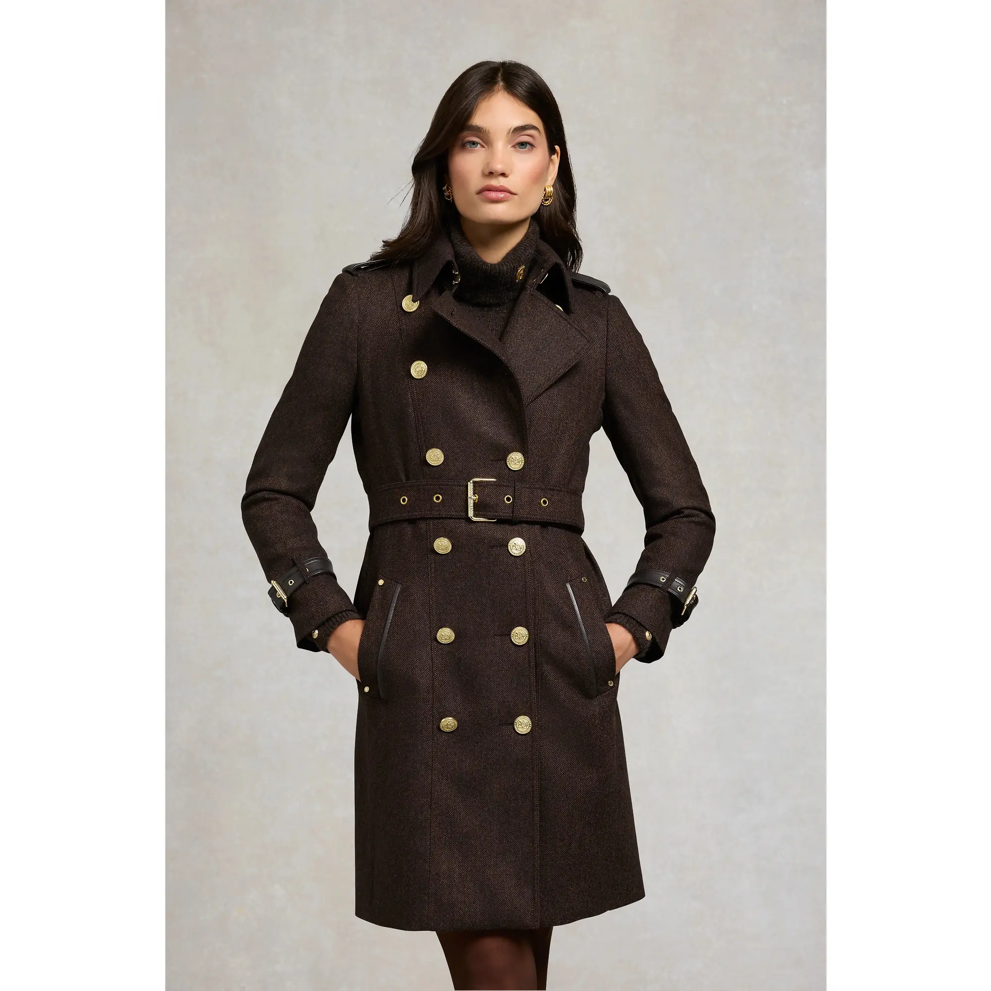 Product image 2 of 11 of Holland Cooper Women's Marlborough Trench Coat - Chocolate Herringbone