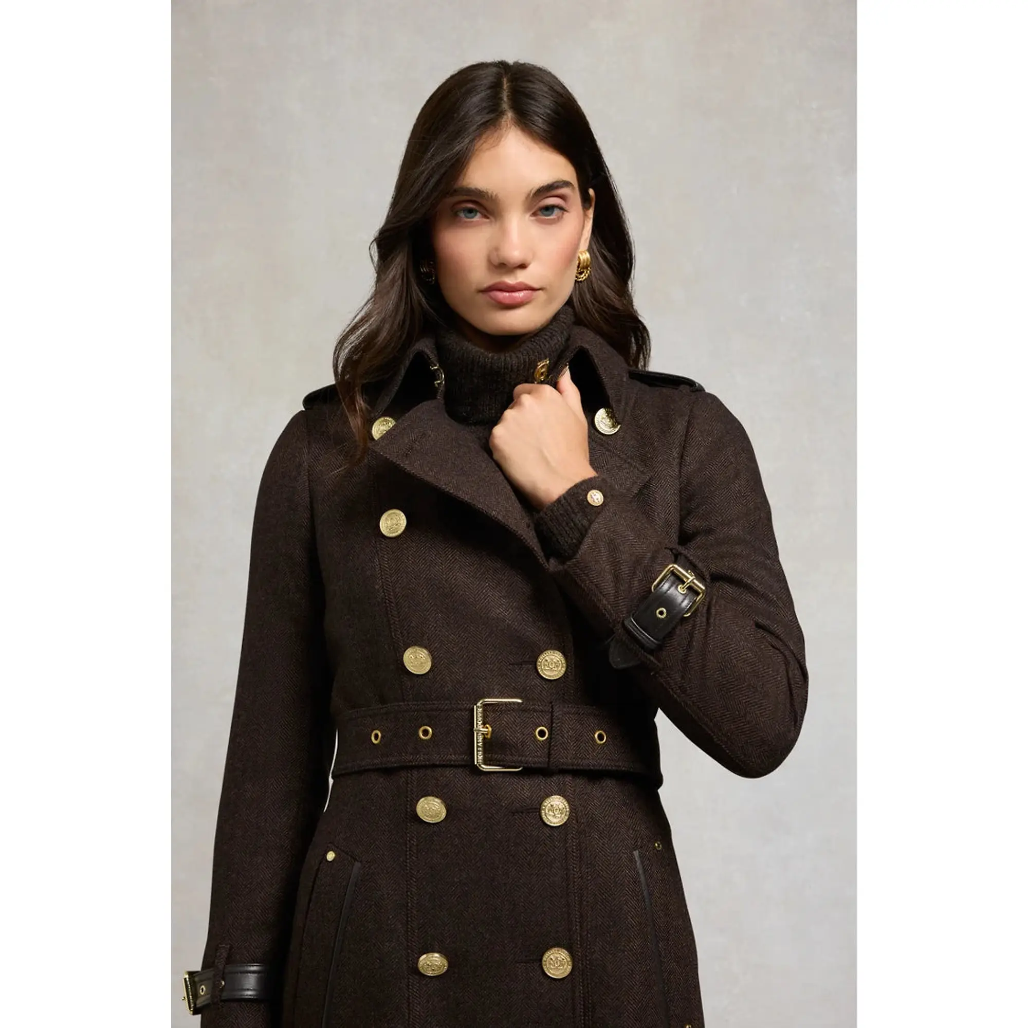 Product image 6 of 11 of Holland Cooper Women's Marlborough Trench Coat - Chocolate Herringbone
