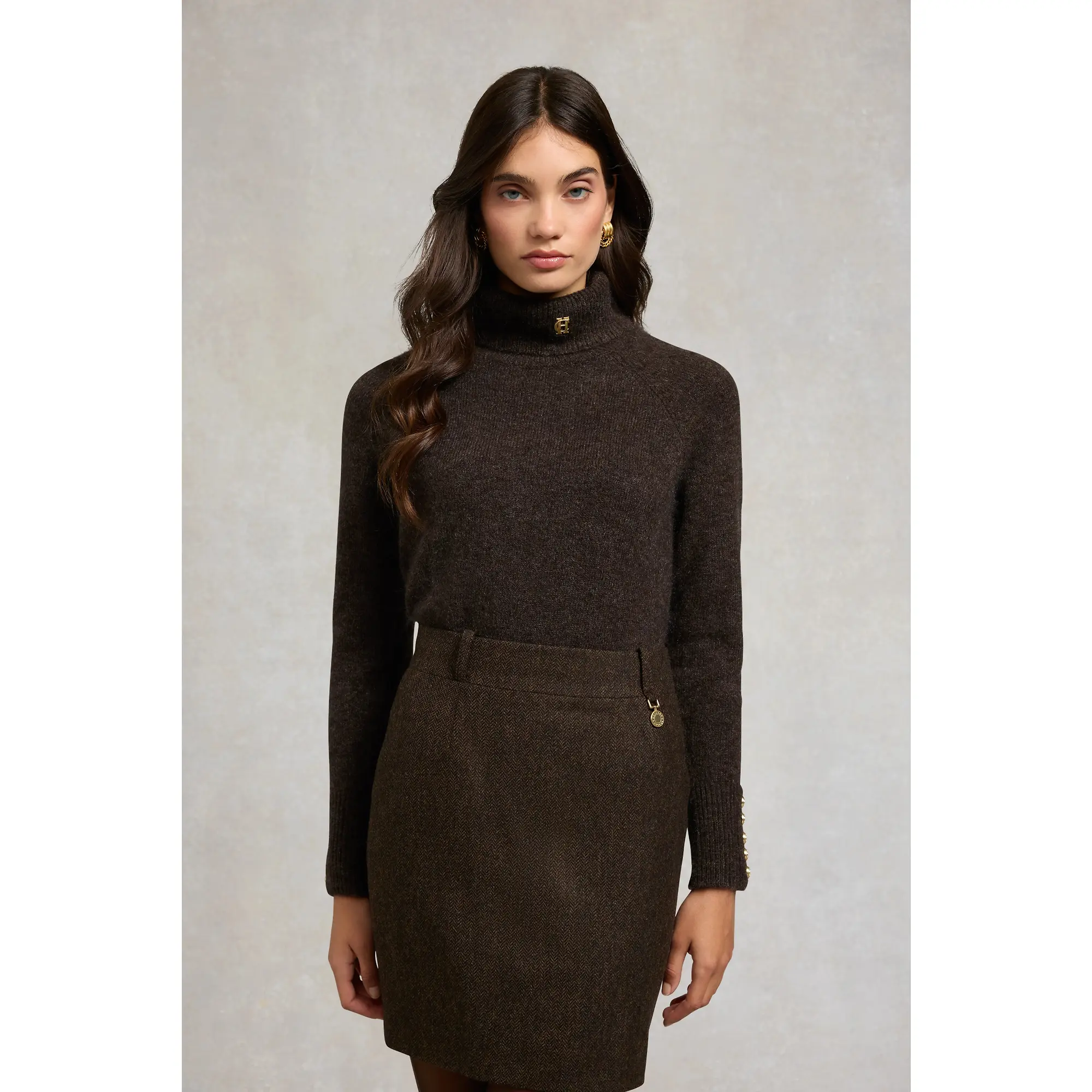 Product image 2 of 8 of Holland Cooper Women's Regency Skirt - Chocolate Herringbone