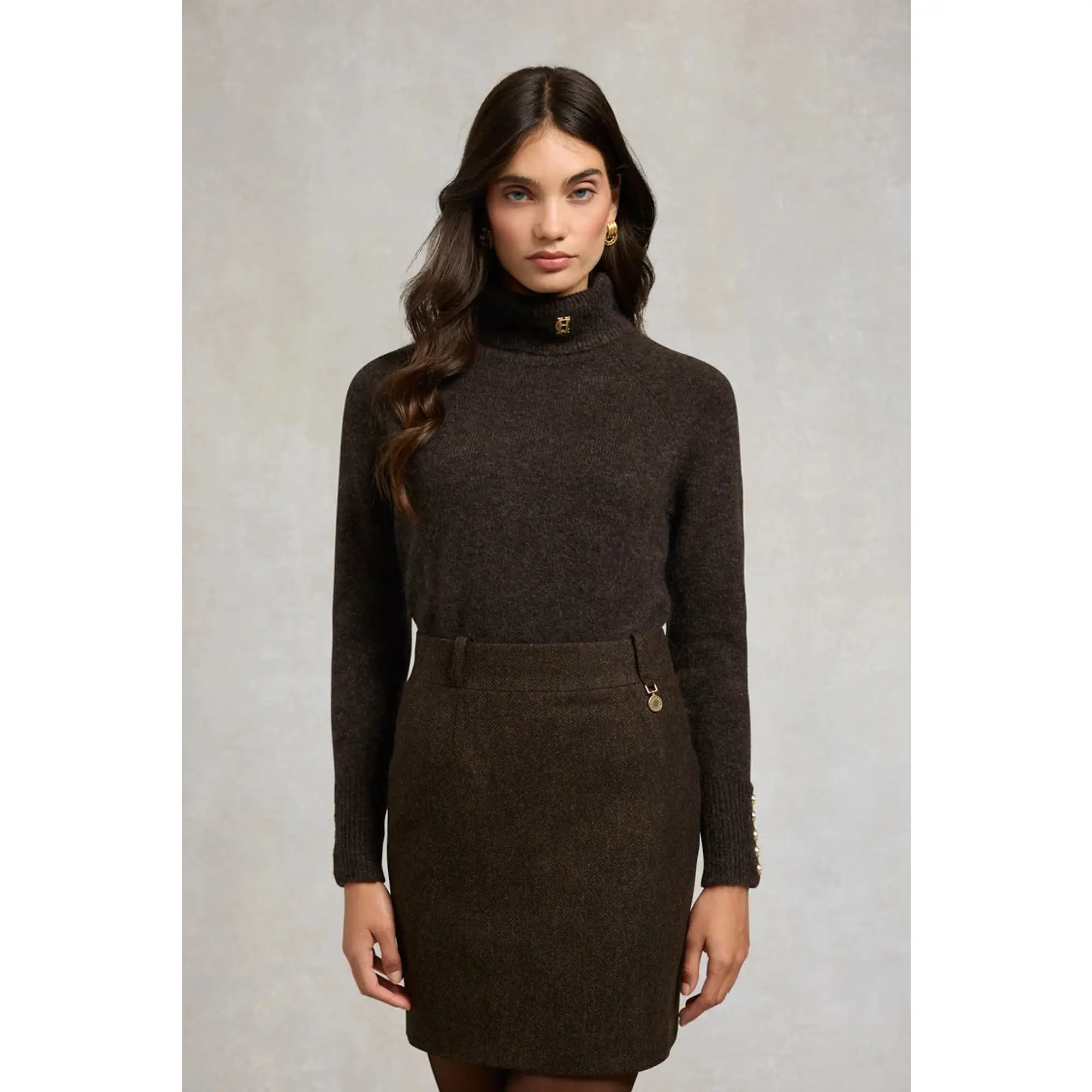 Product image 5 of 8 of Holland Cooper Women's Regency Skirt - Chocolate Herringbone