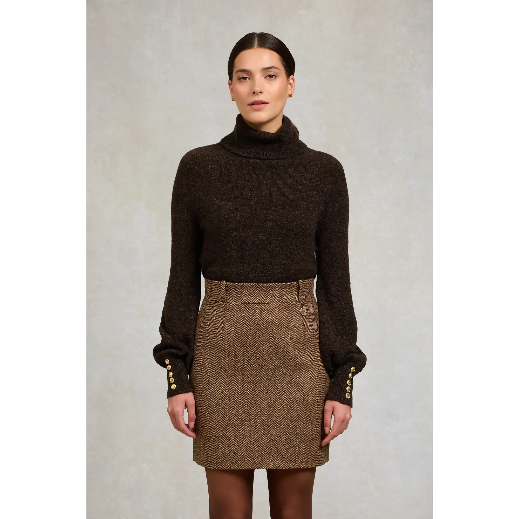 Product image 2 of 8 of Holland Cooper Women's Regency Skirt - Large Scale Brown Herringbone