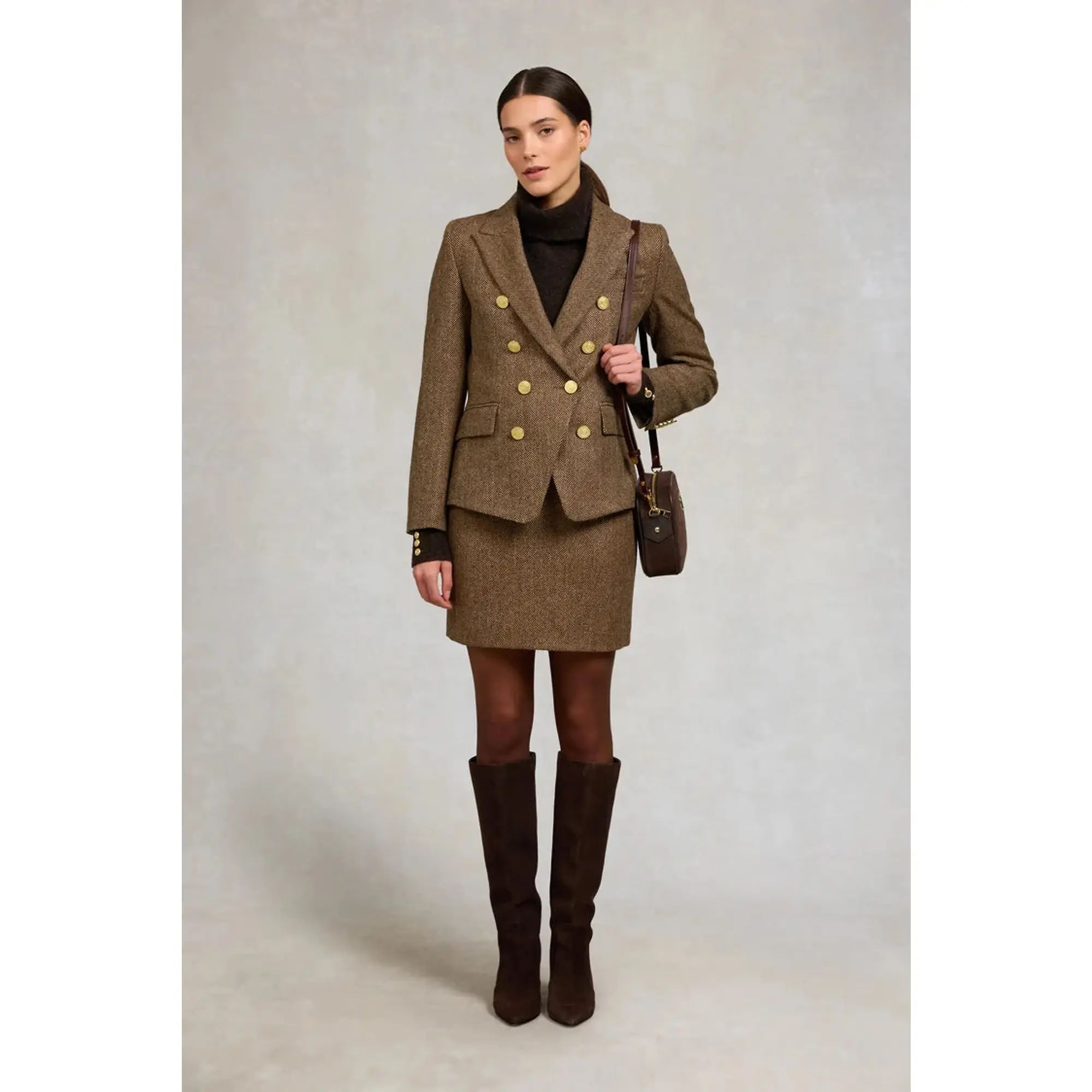 Product image 4 of 8 of Holland Cooper Women's Regency Skirt - Large Scale Brown Herringbone