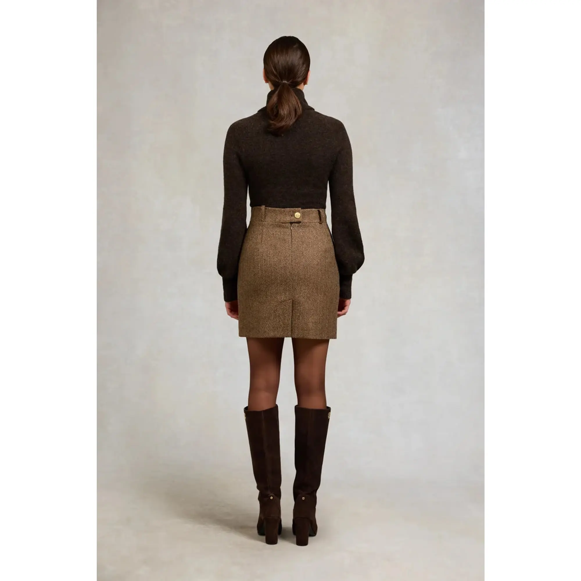 Product image 5 of 8 of Holland Cooper Women's Regency Skirt - Large Scale Brown Herringbone
