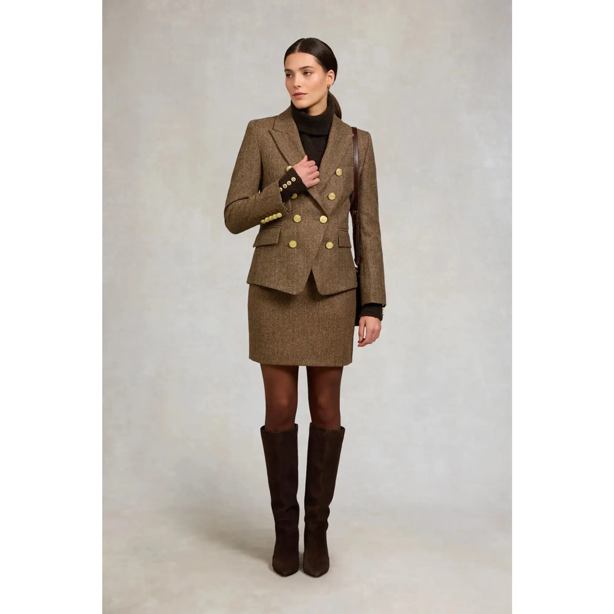 Product image 6 of 8 of Holland Cooper Women's Regency Skirt - Large Scale Brown Herringbone