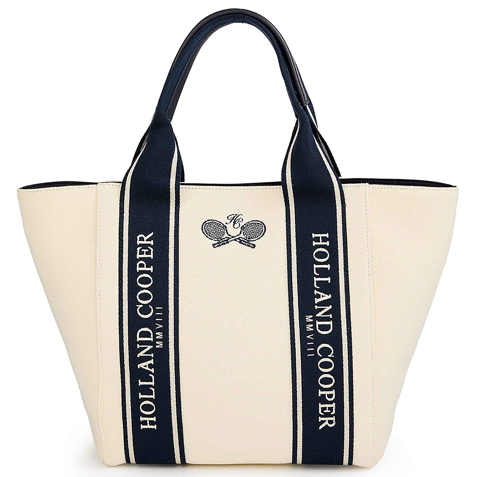 Holland Cooper Women's Racquets Tote - Ecru Navy | British Attire