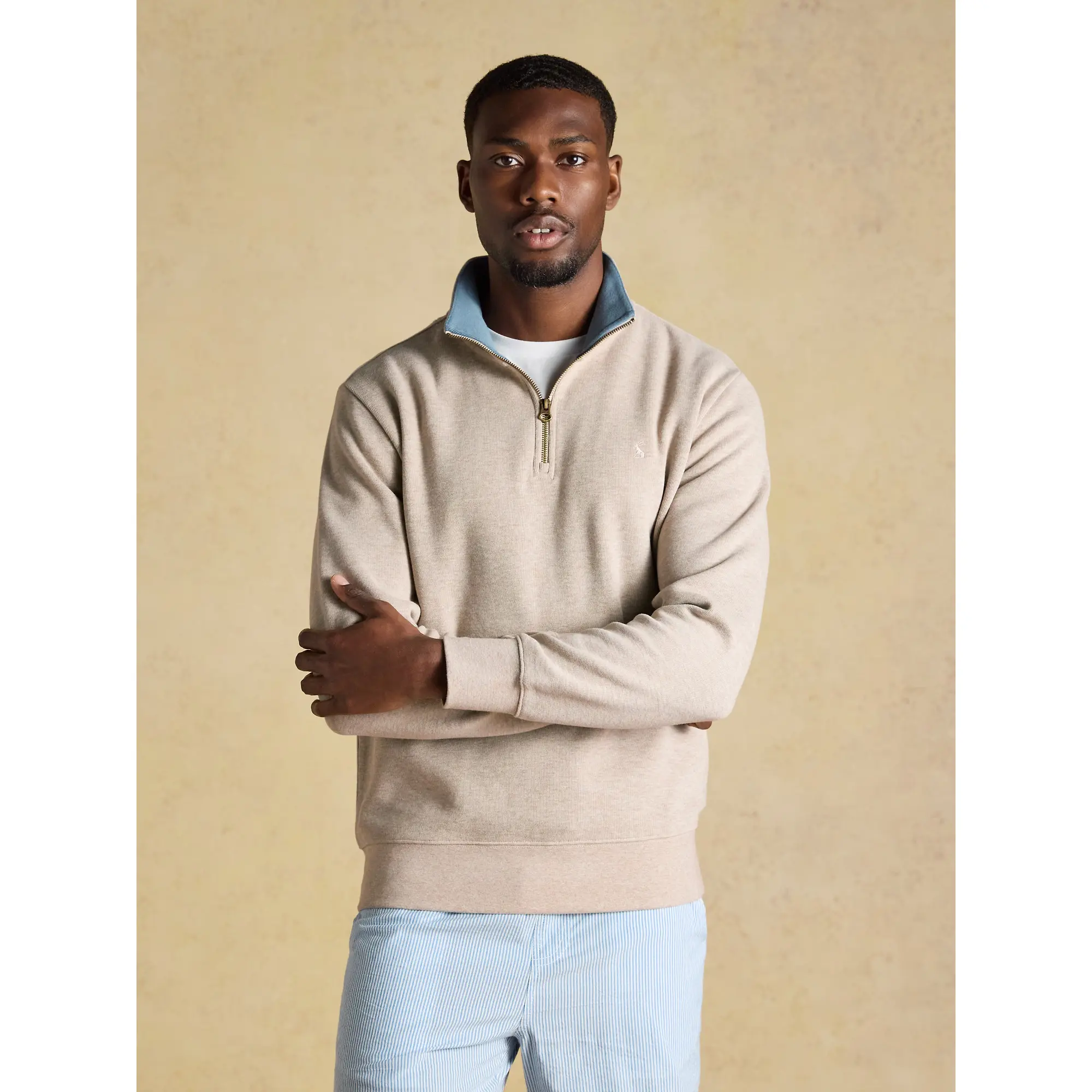 Product image 2 of 8 of Joules Men's Alistair French Ribbed Quarter Zip Sweatshirt - Oatmeal