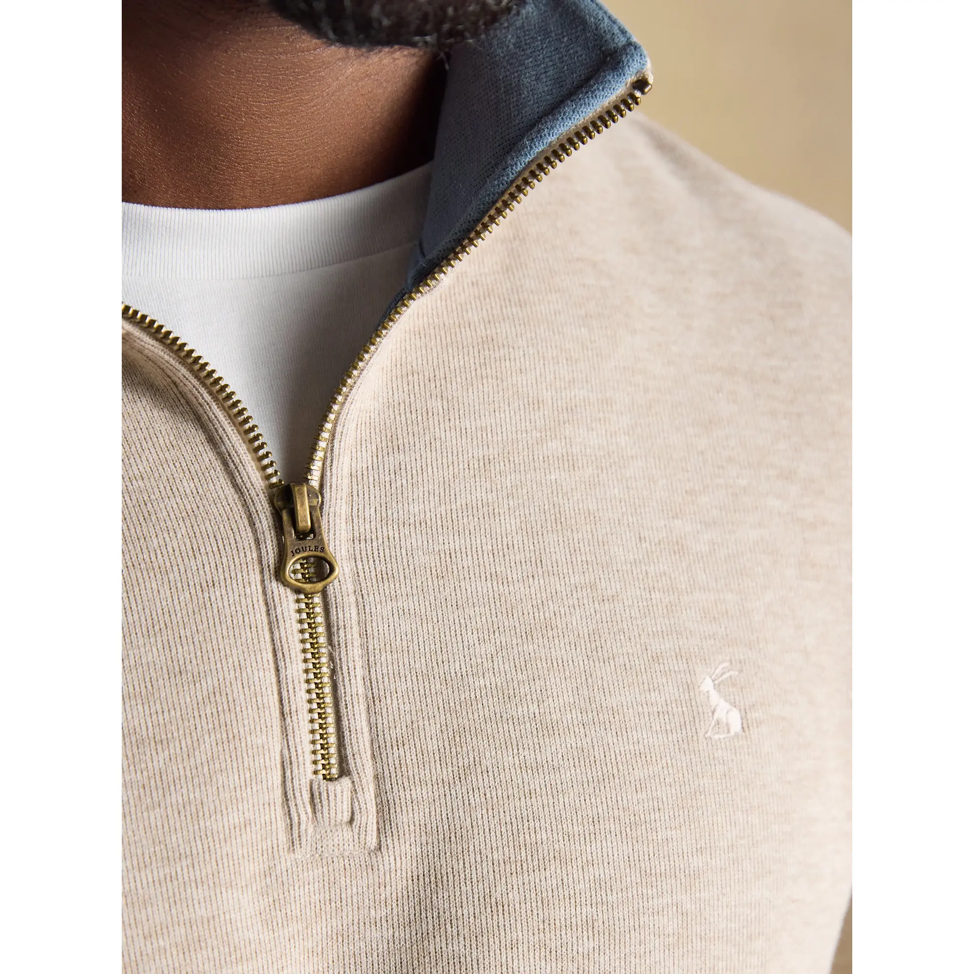 Product image 4 of 8 of Joules Men's Alistair French Ribbed Quarter Zip Sweatshirt - Oatmeal