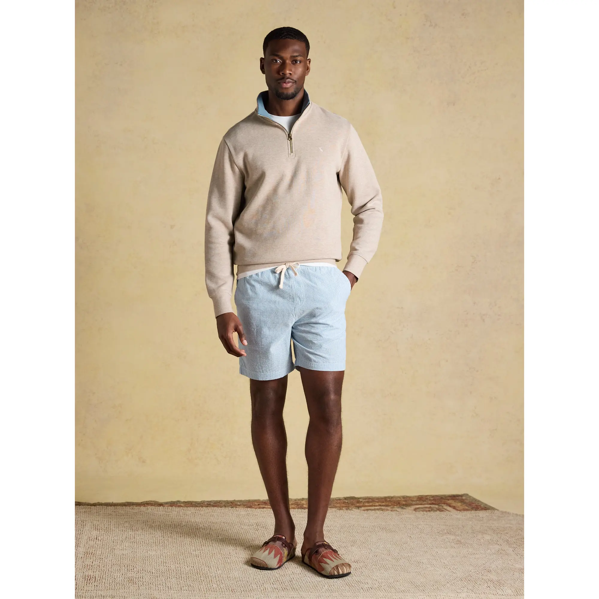 Product image 5 of 8 of Joules Men's Alistair French Ribbed Quarter Zip Sweatshirt - Oatmeal