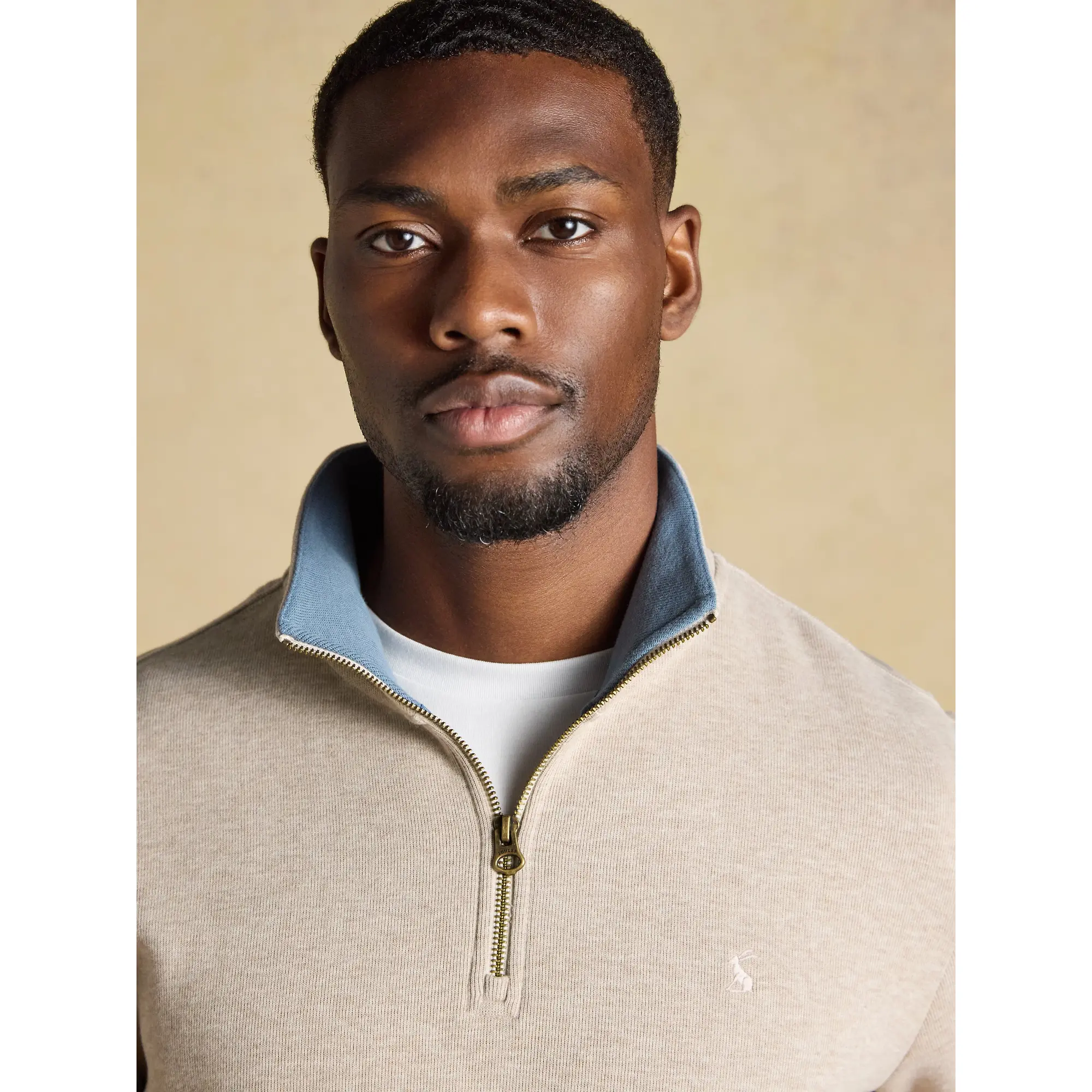 Product image 6 of 8 of Joules Men's Alistair French Ribbed Quarter Zip Sweatshirt - Oatmeal