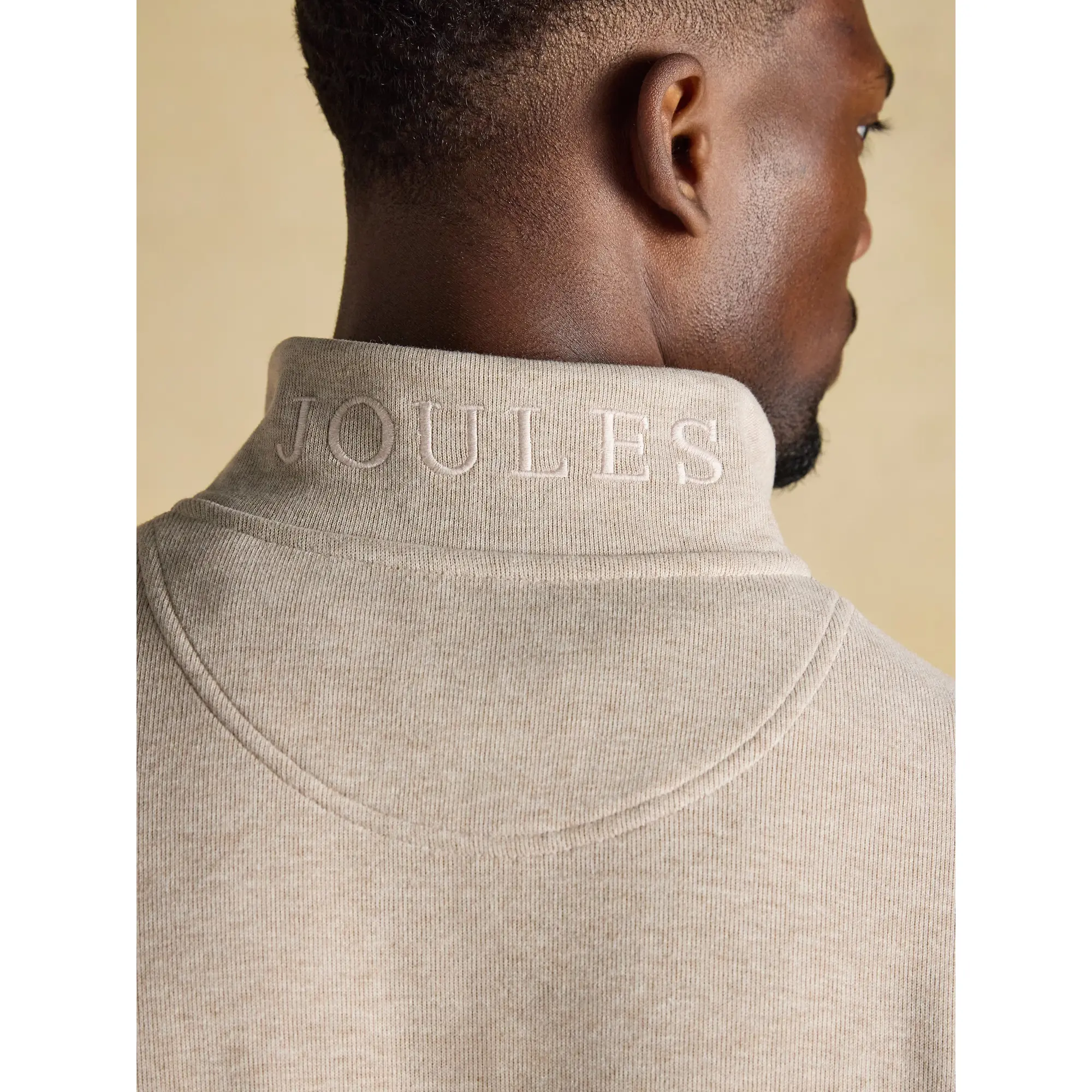 Product image 8 of 8 of Joules Men's Alistair French Ribbed Quarter Zip Sweatshirt - Oatmeal