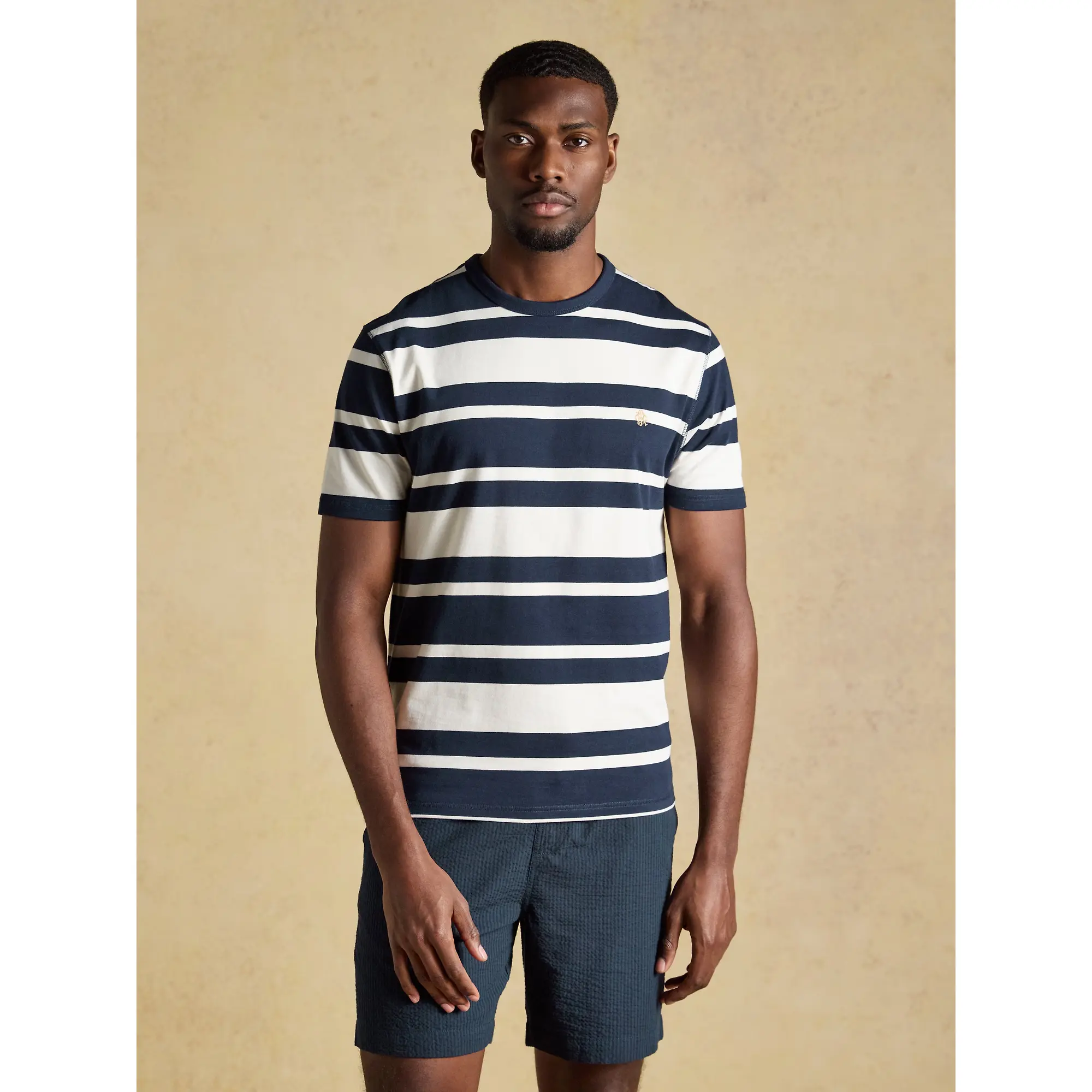 Product image 2 of 7 of Joules Men's Rugby Club Striped Crew Neck Cotton T-Shirt - Navy / White