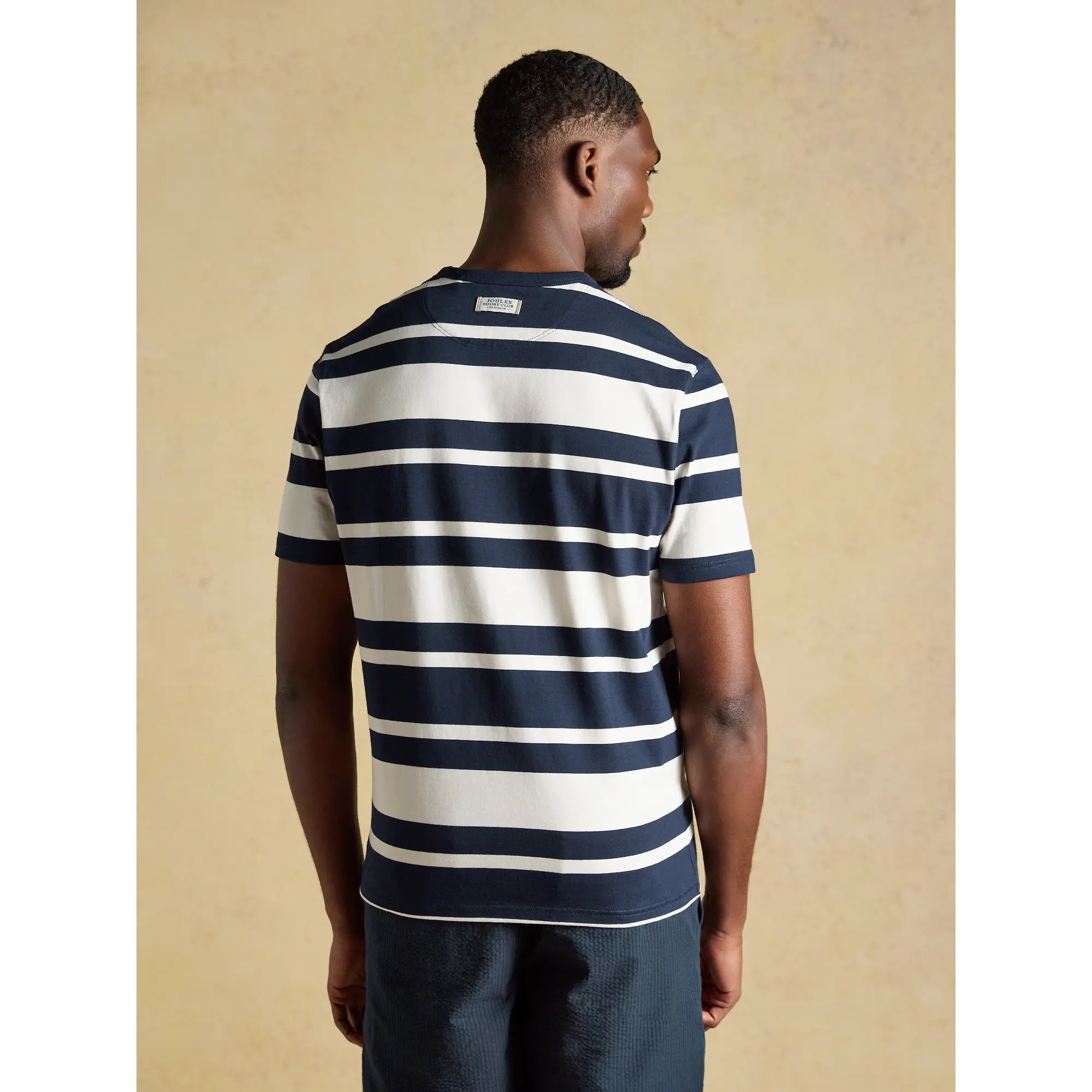 Product image 3 of 7 of Joules Men's Rugby Club Striped Crew Neck Cotton T-Shirt - Navy / White