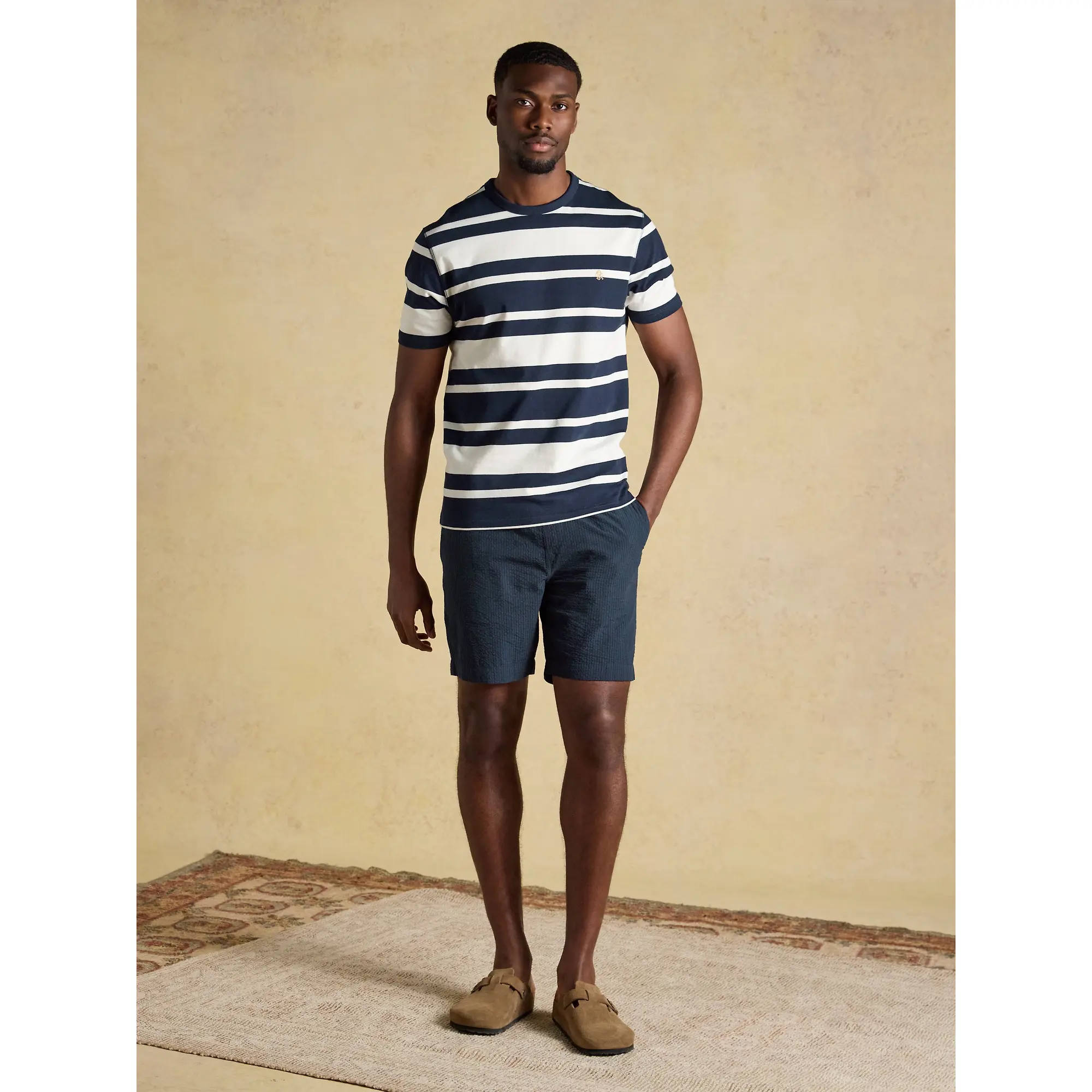 Product image 4 of 7 of Joules Men's Rugby Club Striped Crew Neck Cotton T-Shirt - Navy / White