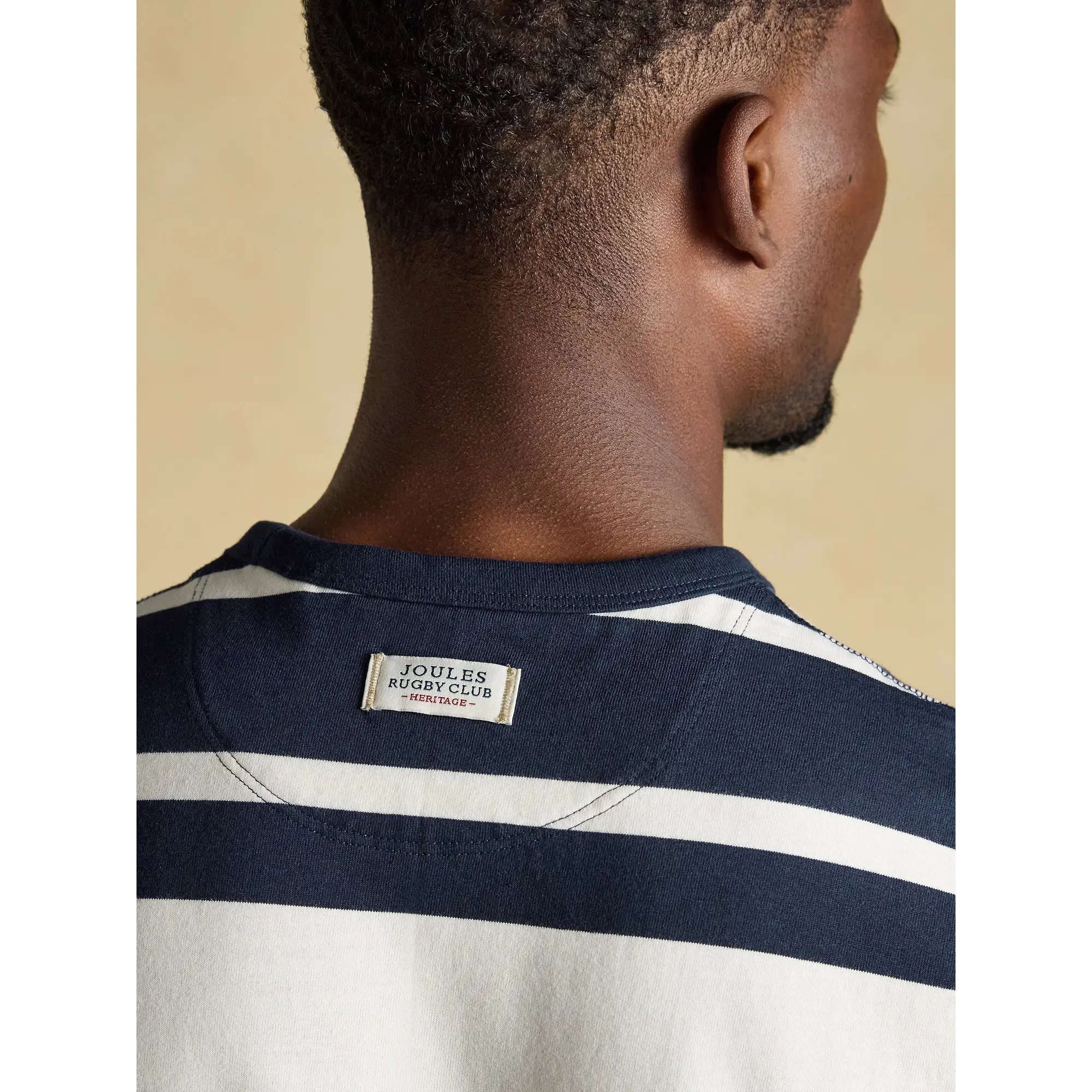 Product image 7 of 7 of Joules Men's Rugby Club Striped Crew Neck Cotton T-Shirt - Navy / White