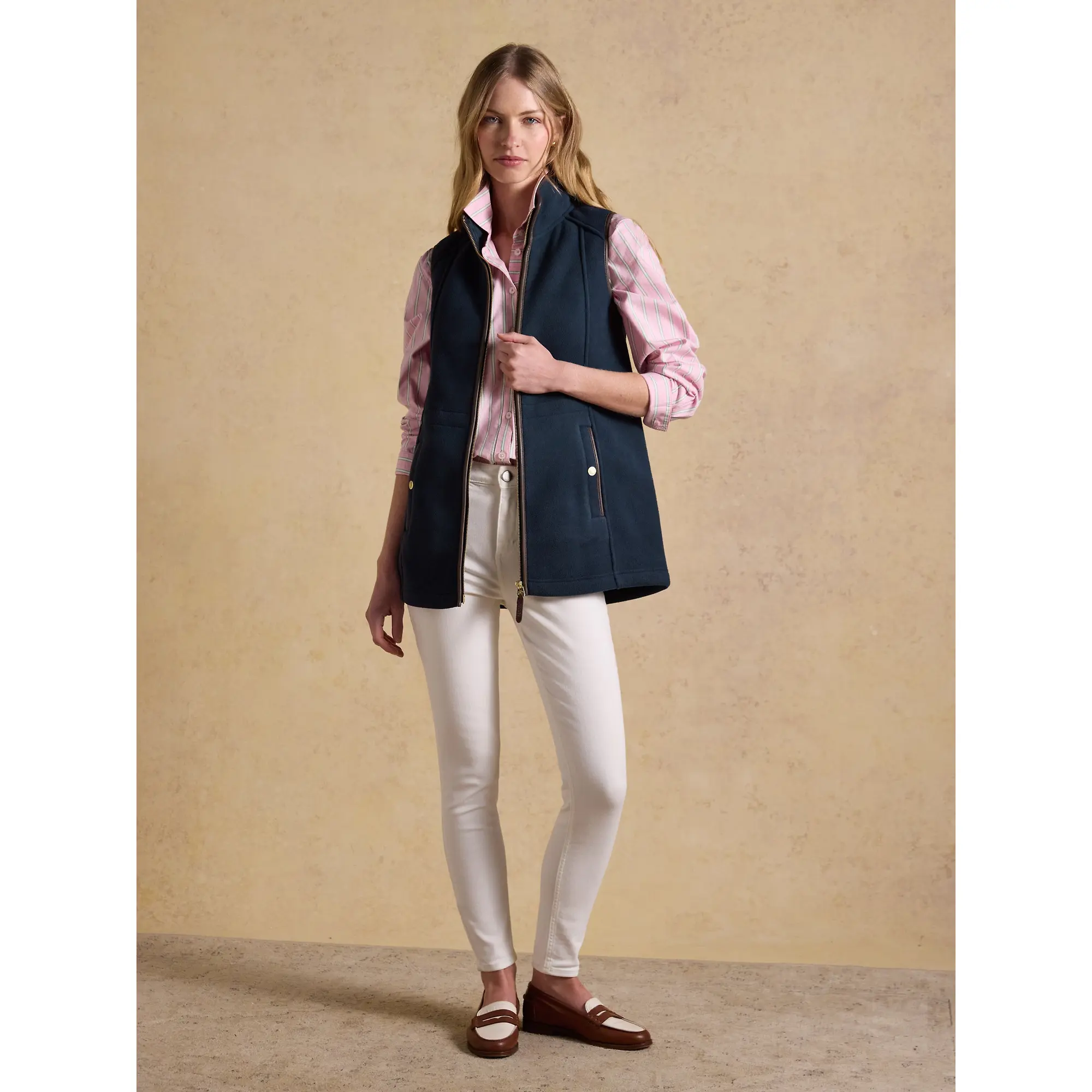 Product image 4 of 11 of Joules Women's Heritage Longline Fleece Gilet - Navy Blue
