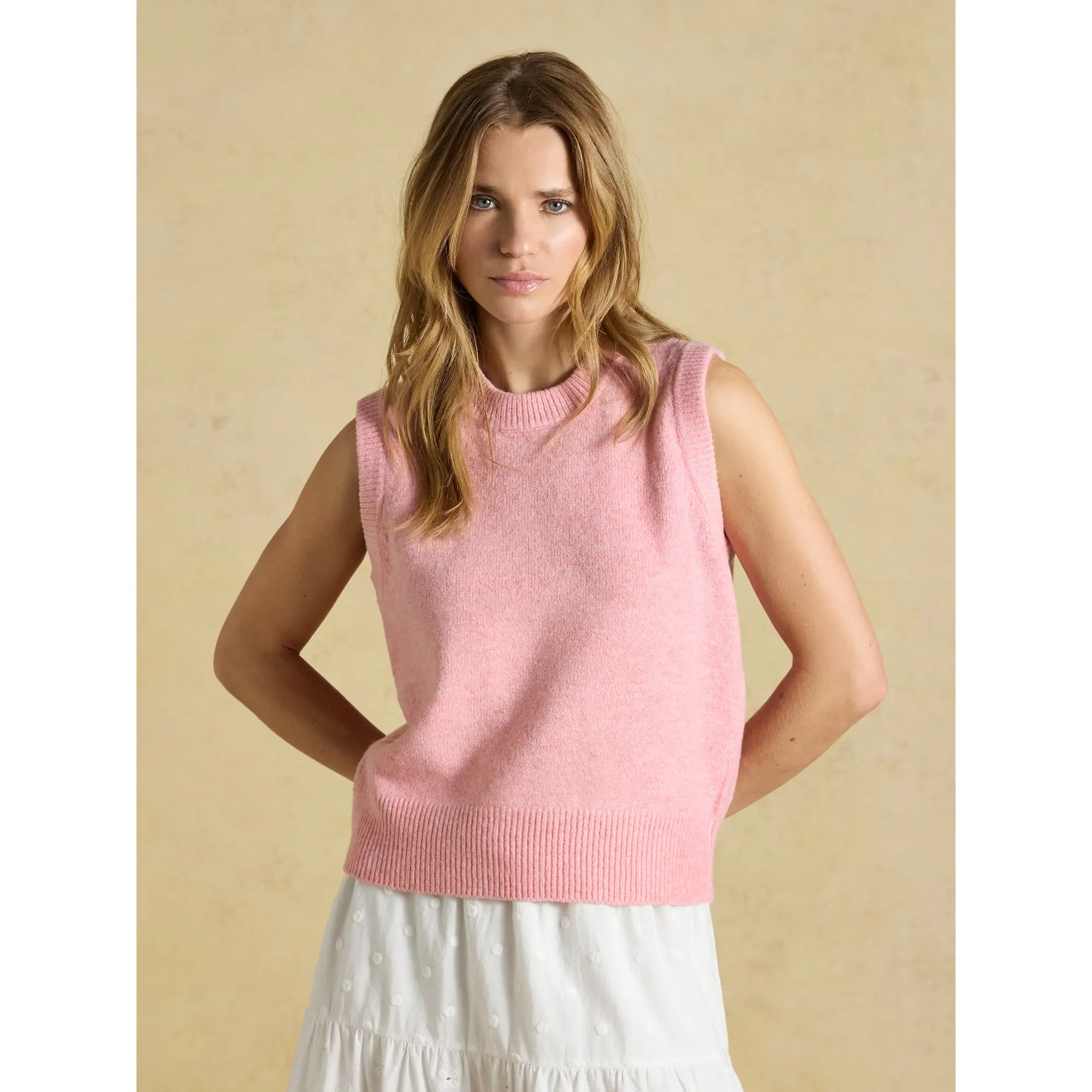 Product image 2 of 7 of Joules Women's Holly Knitted Crew Neck Vest - Pale Pink