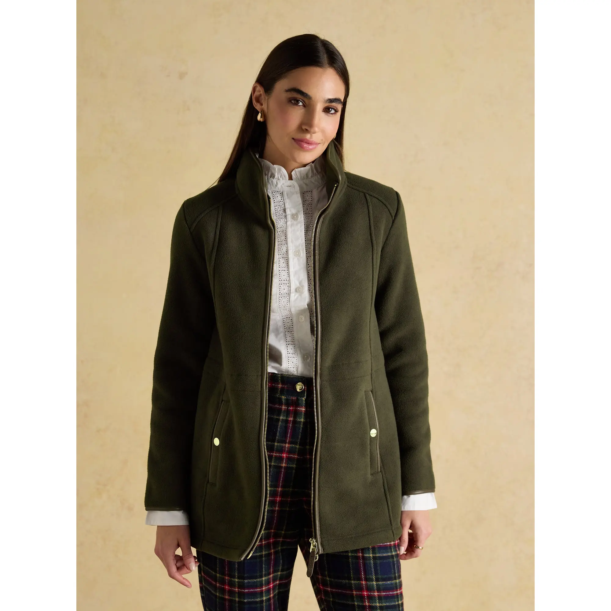 Product image 10 of 10 of Joules Women's Heritage Longline Zip Up Polar Fleece - Green