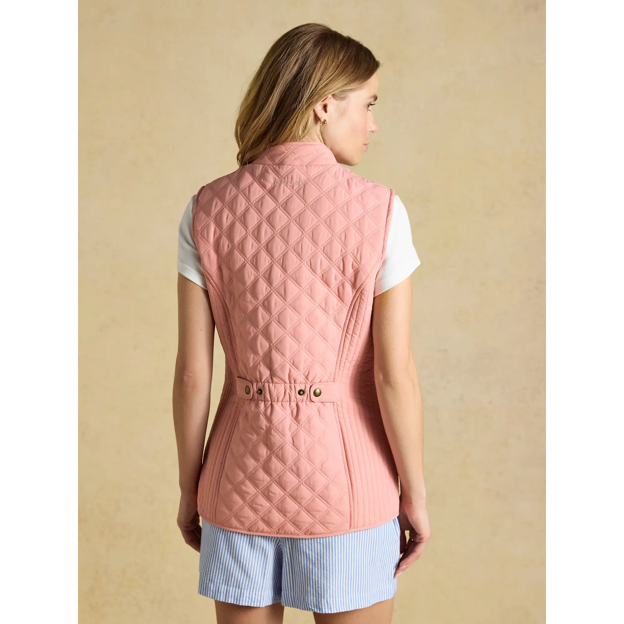 Product image 3 of 11 of Joules Women's Minx Showerproof Diamond Quilted Gilet - Pink