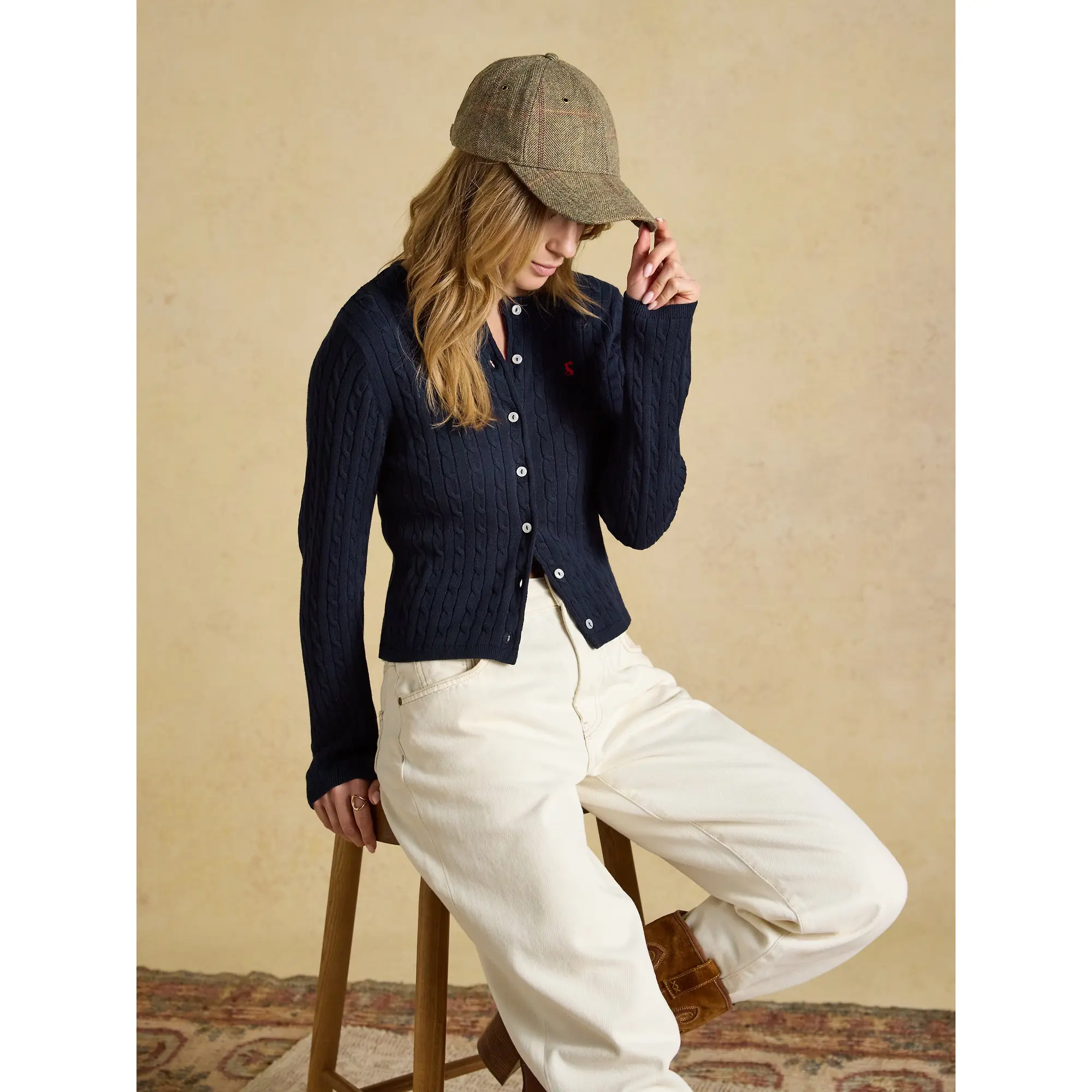 Product image 4 of 7 of Joules Women's Perry Baseball Cap - Khaki Tweed