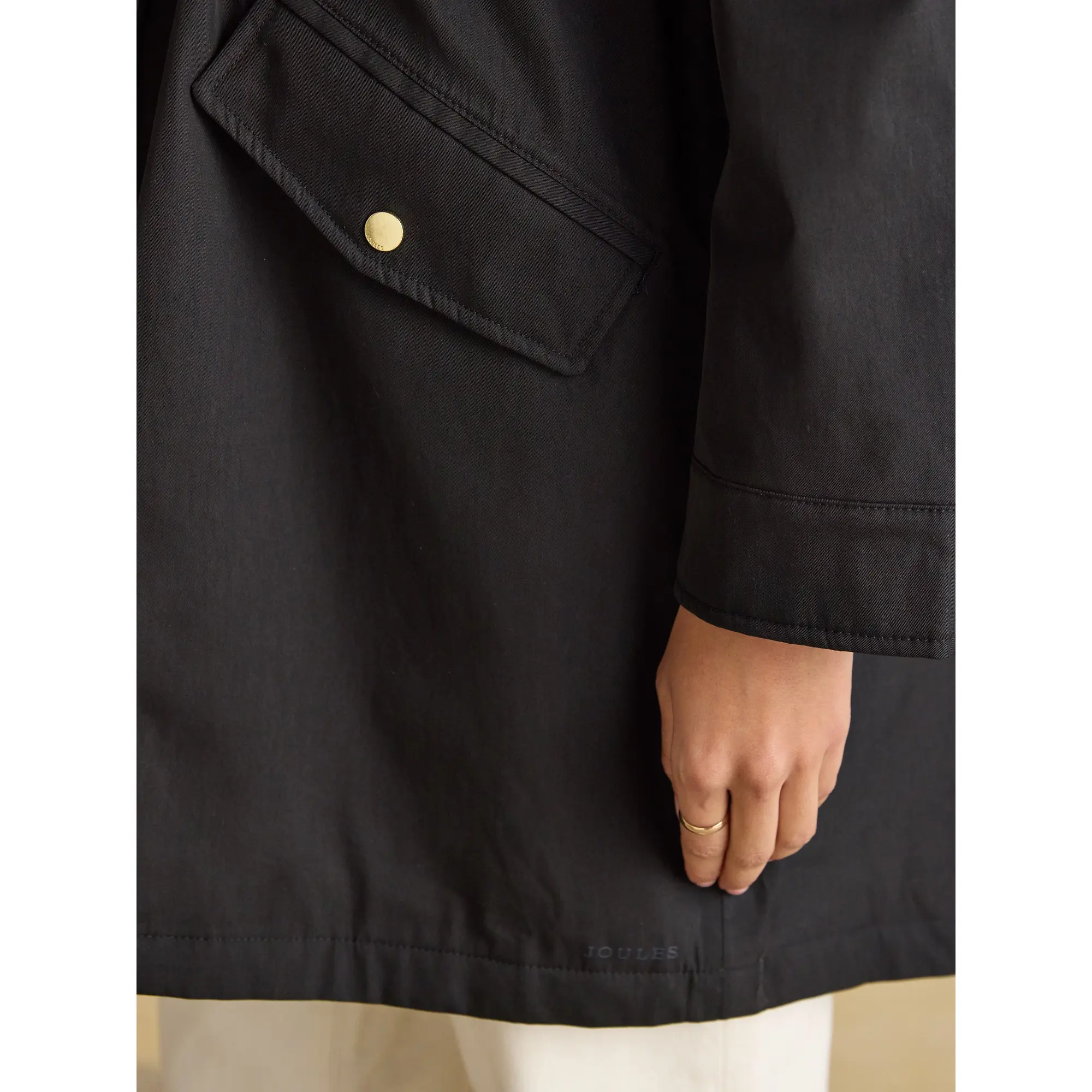 Product image 7 of 8 of Joules Women's Portwell Cosy Fleece Lined Waterproof Raincoat with Hood - Black