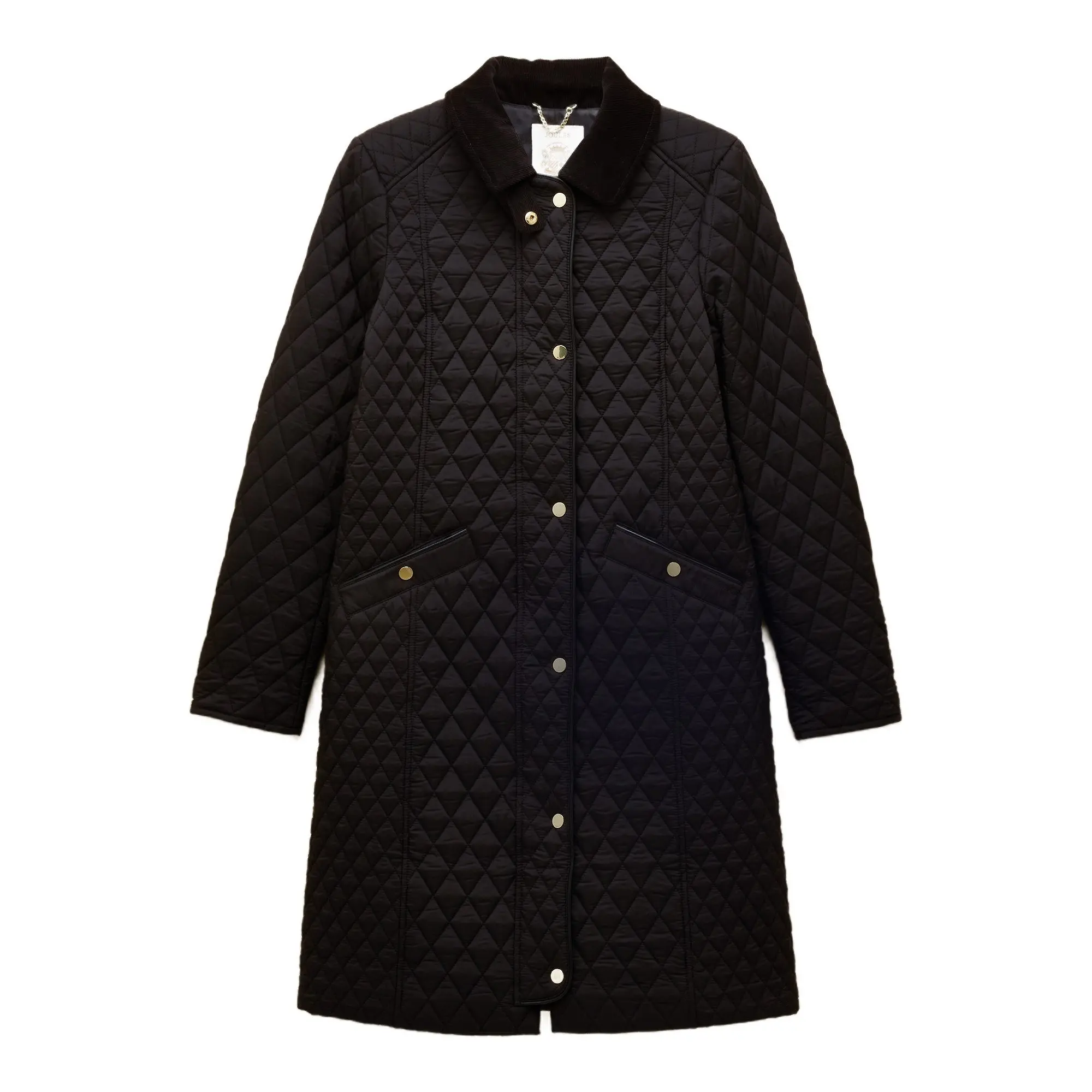 Product image 1 of 12 of Joules Women's Rosewell Longline Diamond Quilted Showerproof Coat - Black