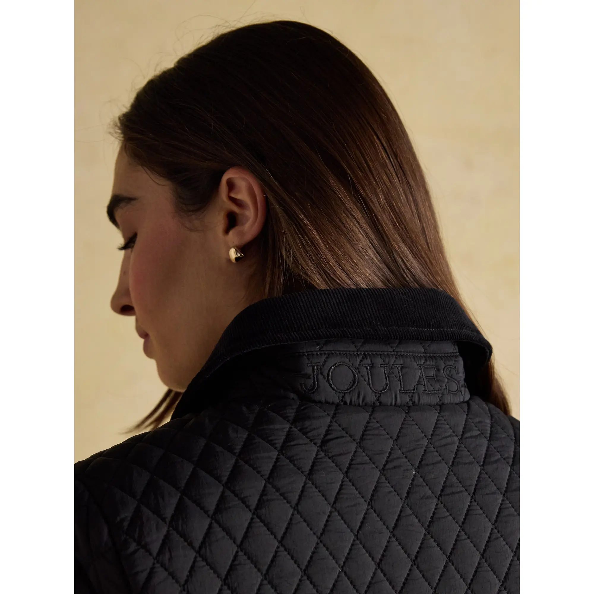 Product image 6 of 12 of Joules Women's Rosewell Longline Diamond Quilted Showerproof Coat - Black