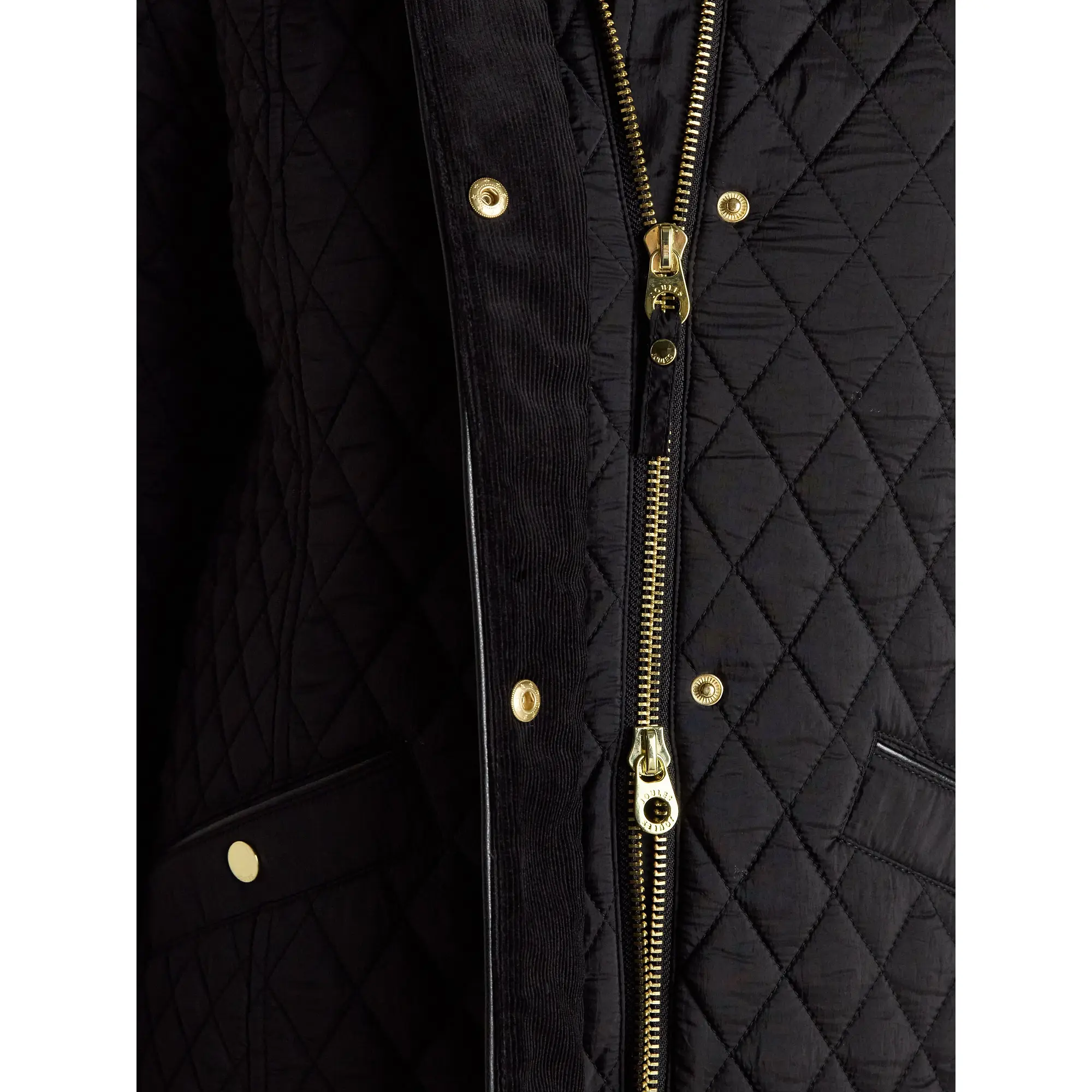 Product image 7 of 12 of Joules Women's Rosewell Longline Diamond Quilted Showerproof Coat - Black