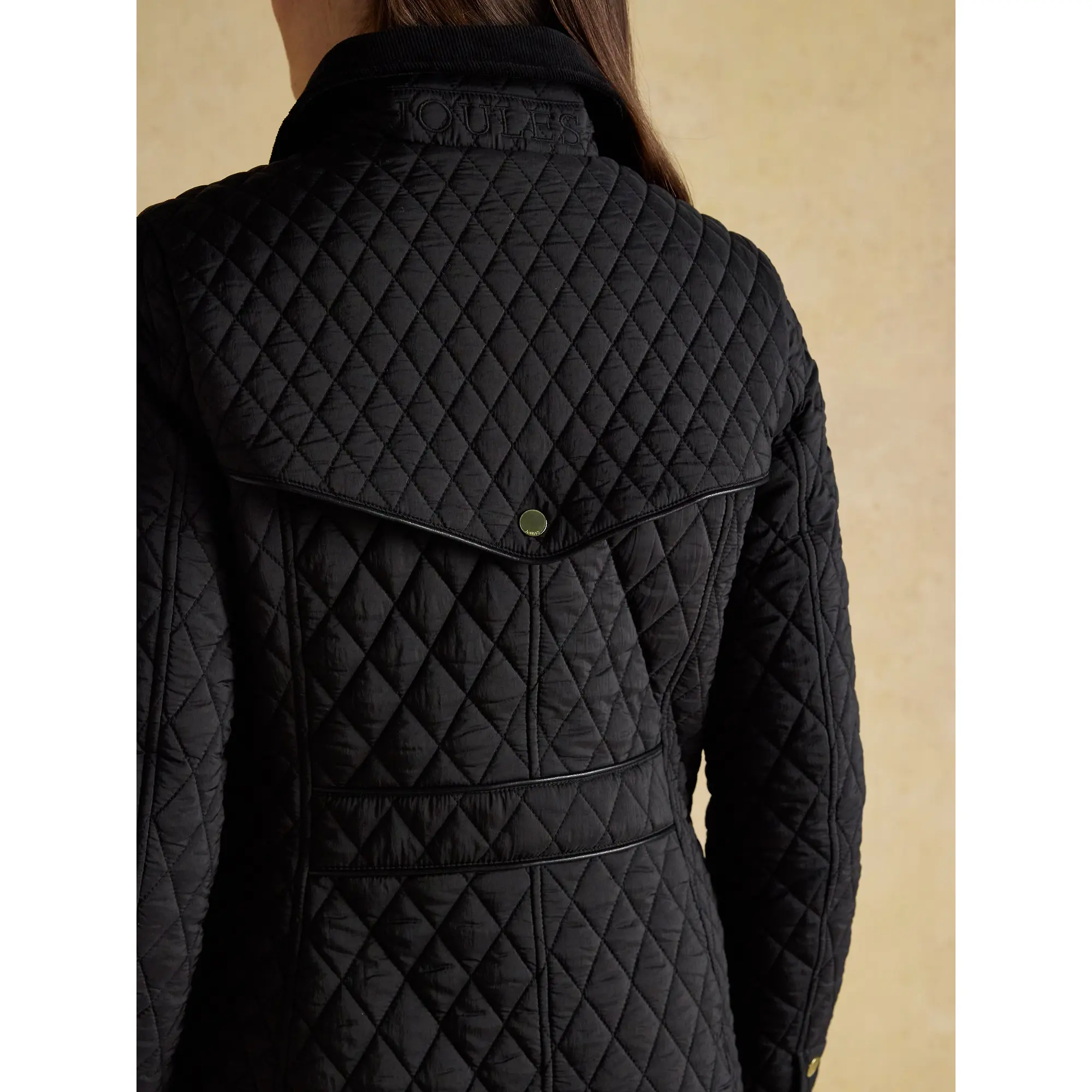 Product image 8 of 12 of Joules Women's Rosewell Longline Diamond Quilted Showerproof Coat - Black