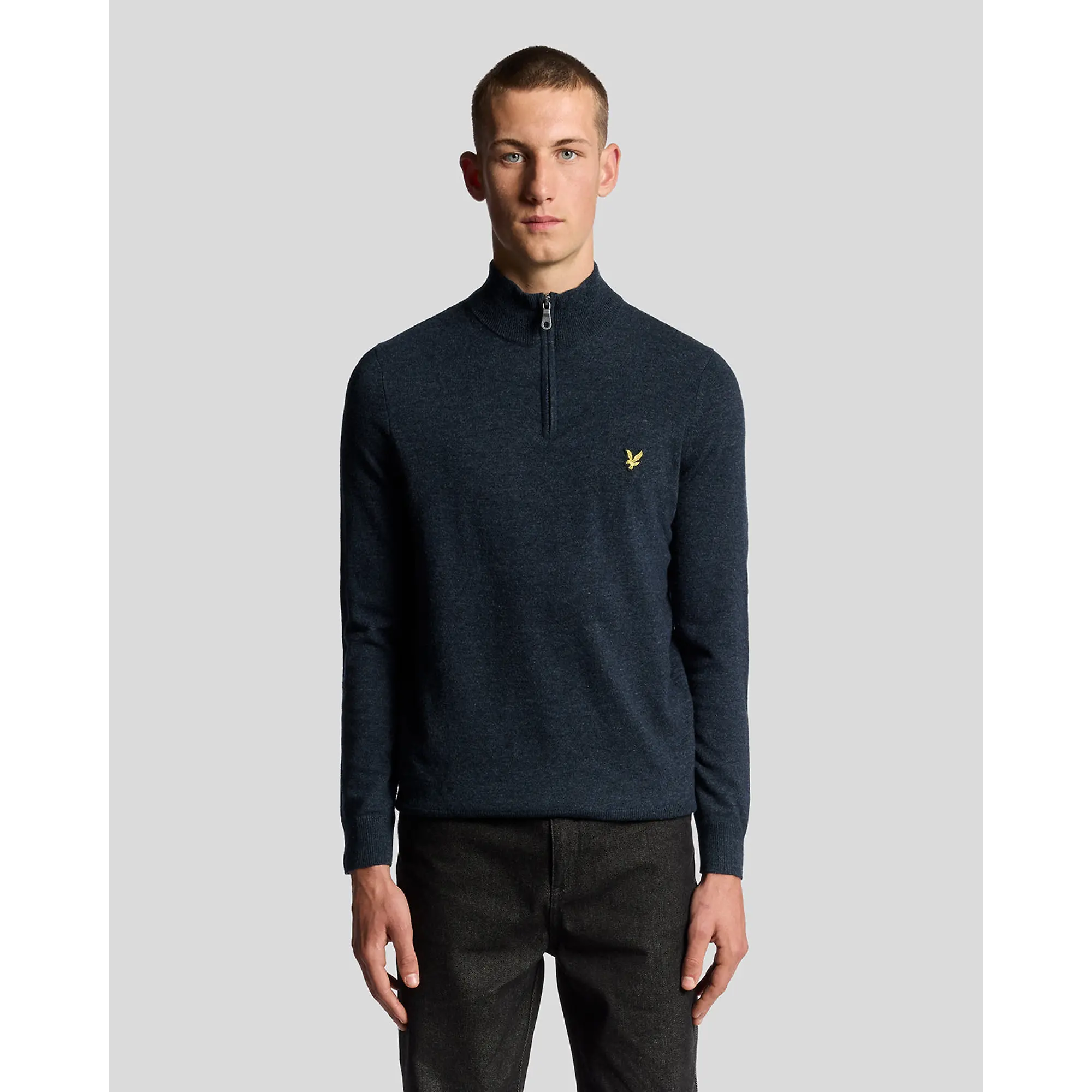 Product image 2 of 6 of Lyle & Scott Men's Lambswool Blend Quarter Zip Jumper - Dark Navy Marl